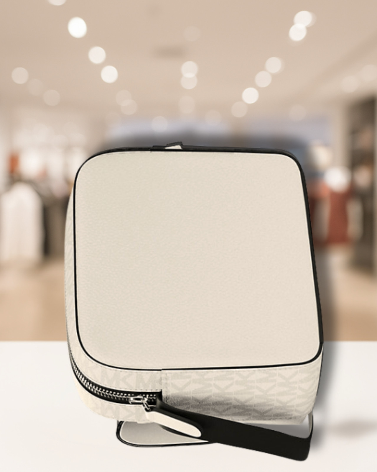 Michael Kors Cooper Medium Leather & Logo Flap Camera Crossbody Bag Bright White