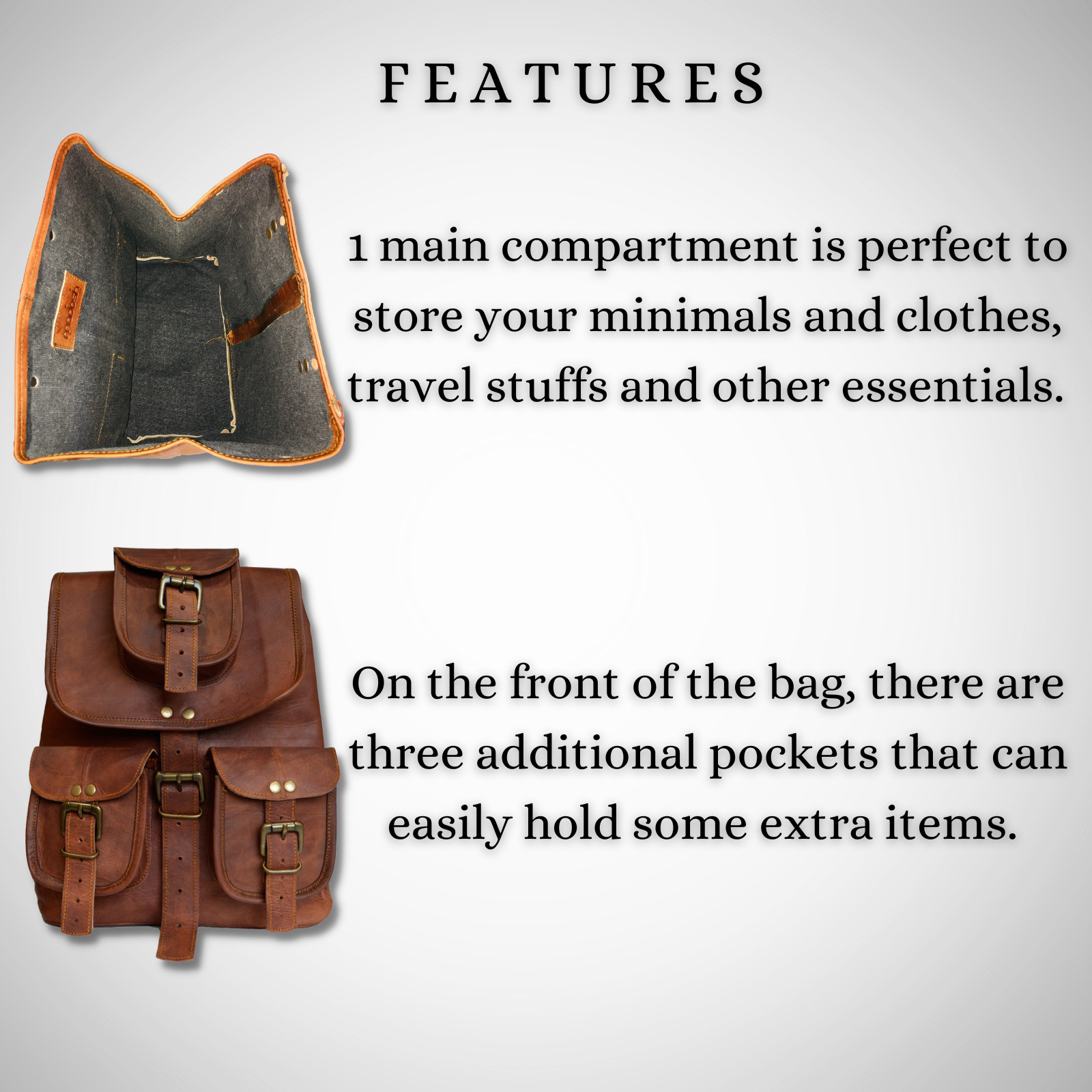 Genuine Leather Backpack Shoulder Rucksuck Bag For Men’s With Large Capacity