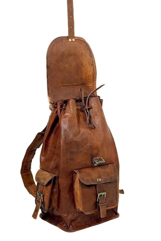 Leather Bag Backpack Laptop Men’s Rucksack Travel Vintage Brown New
