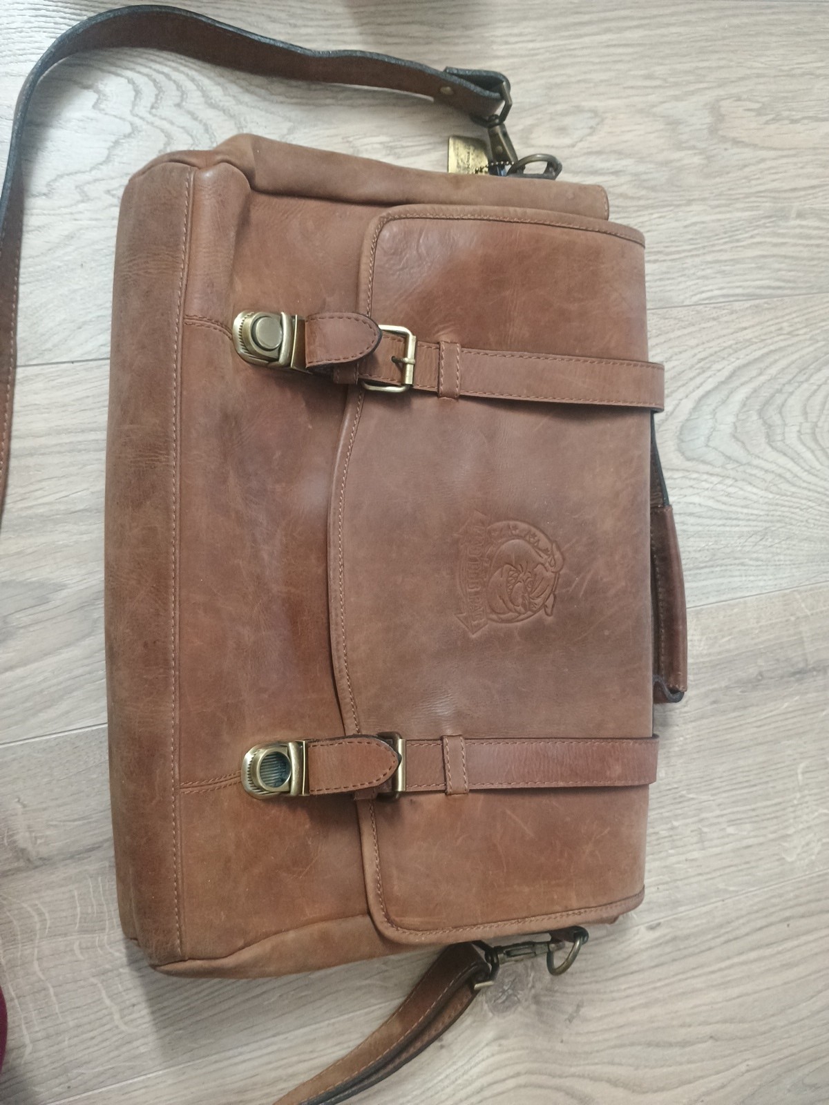 Claire Chase Brown Leather Duffle Bag Model:Mad Dog Pac