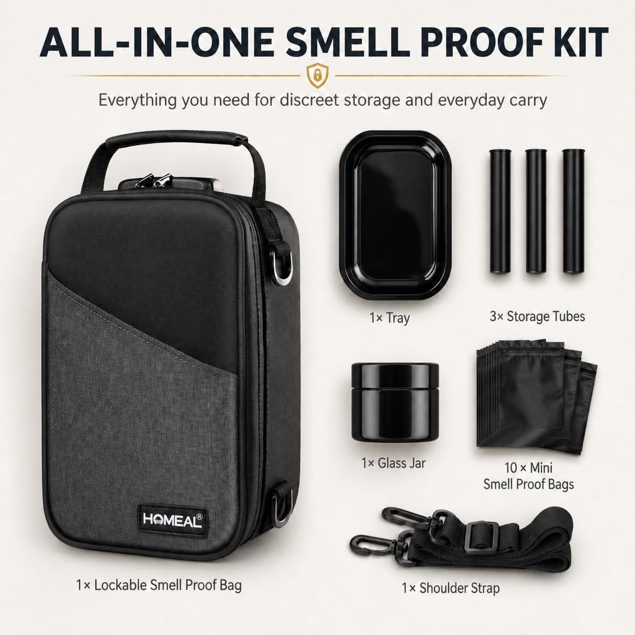Smell Proof Bag with Combination –Lockable Discreet Carbon Odor Control for Home