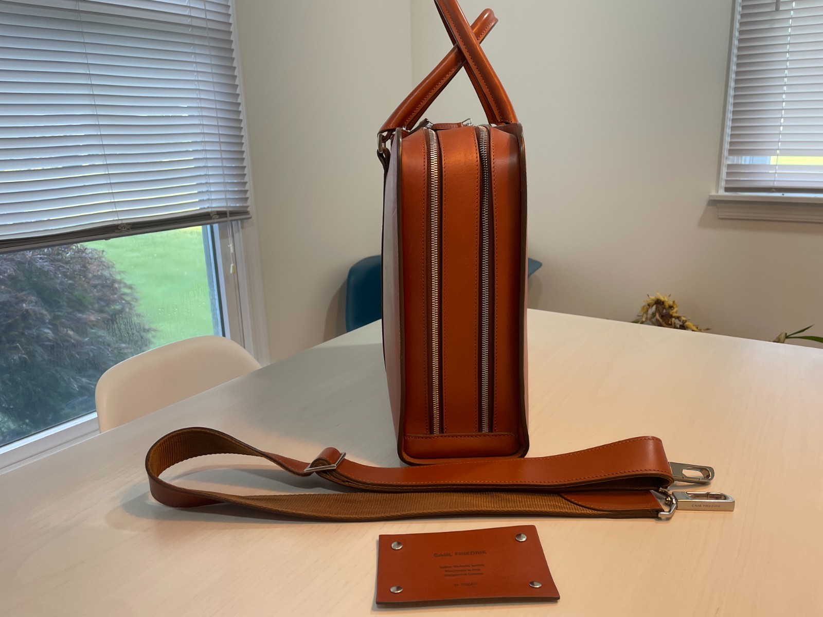 Carl Friedrik Palissy Double Briefcase Cognac Smooth Leather