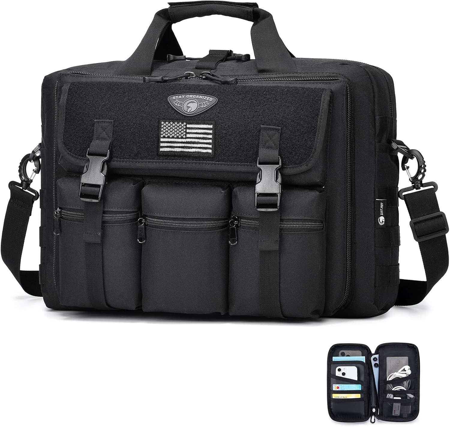 Large Tactical Laptop Bag for Men, Military 17.3 Inch Computer Bag Briefcase wit