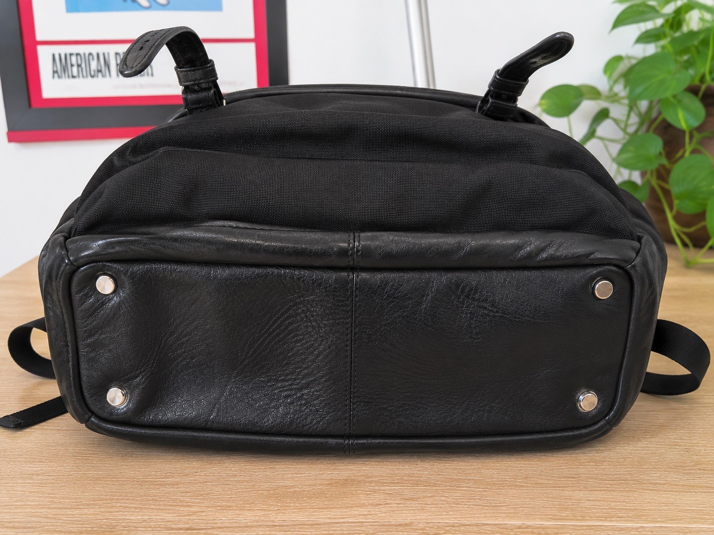 Tumi Backpack Briefcase Ballistic Nylon and Leather Black Used