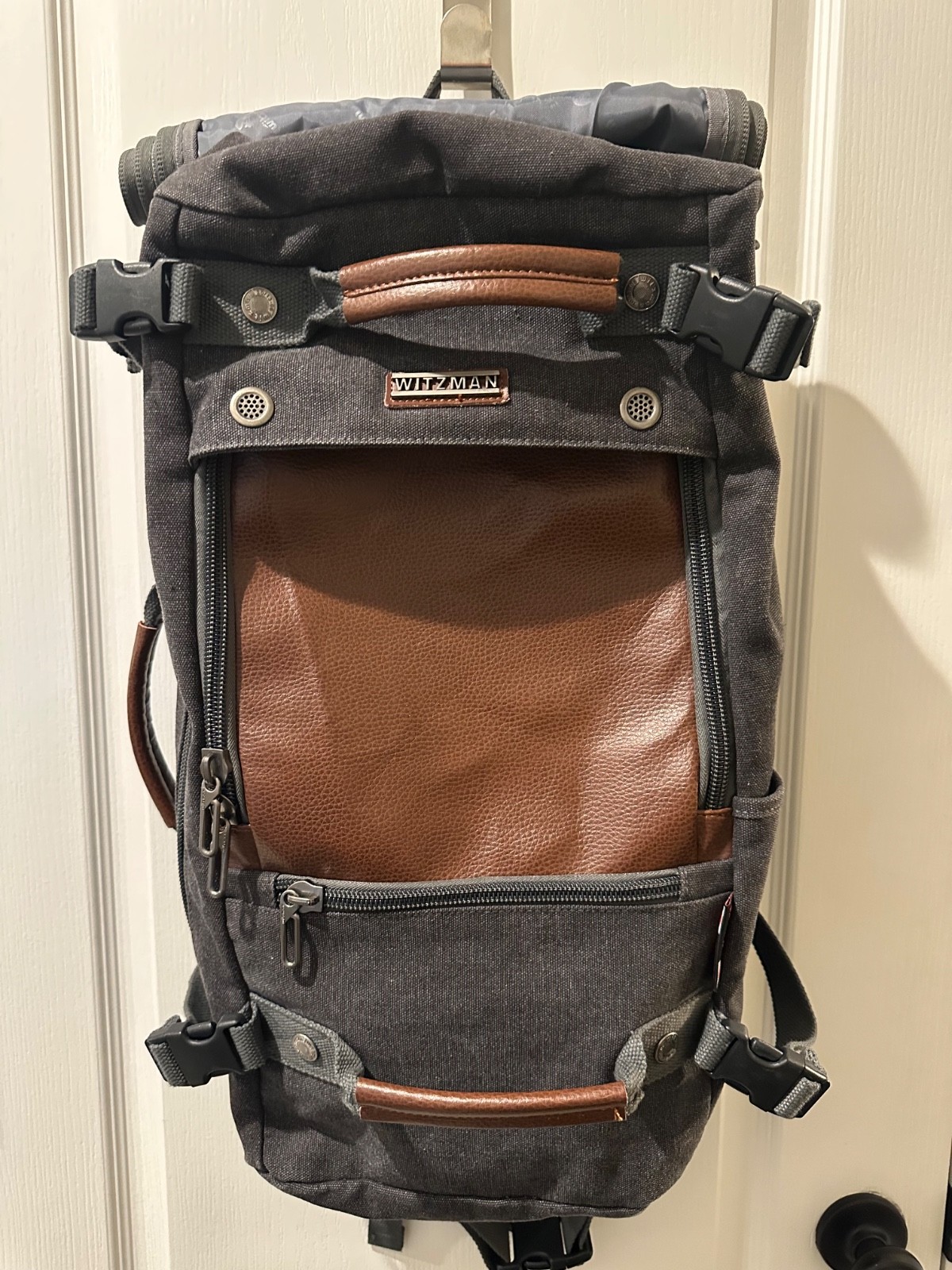 WITZMAN Canvas Travel Backpack Hand Luggage Rucksack Outdoor Hiking Travel
