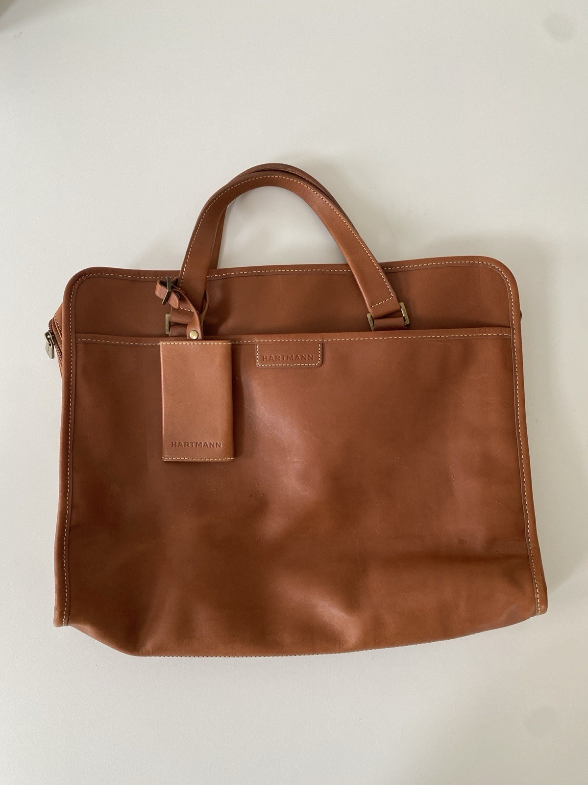 Hartmann Cognac Leather Softshell Briefcase