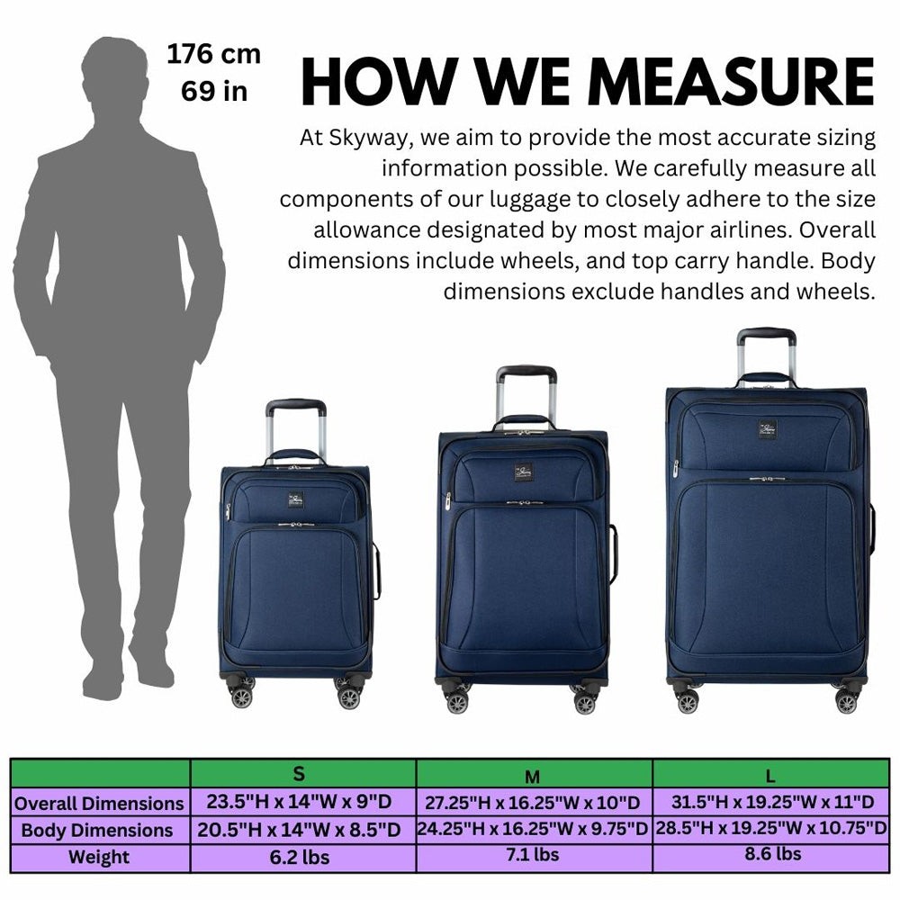 Skyway Epic Softside Expandable Luggage with Spinner Wheels Blue 20 Inch U3