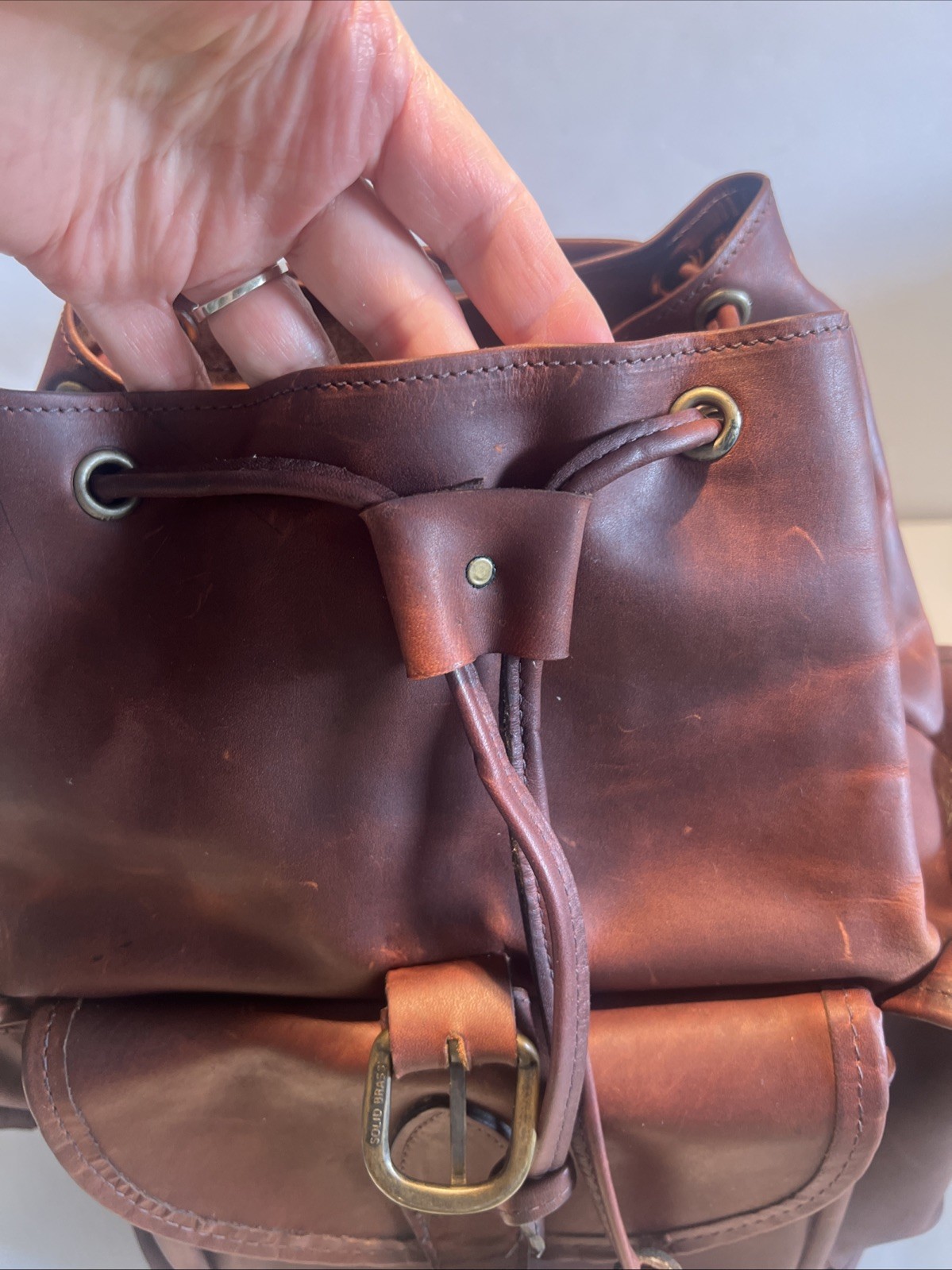 Custom Hide Genuine Leather Brown Rucksack Original Backpack Made In USA $669