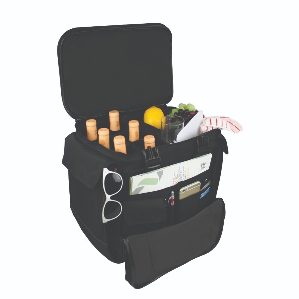 Rolling 12 Beverage Pack Padded Red Wine Glass Bottle Organizer Bag Case Storage