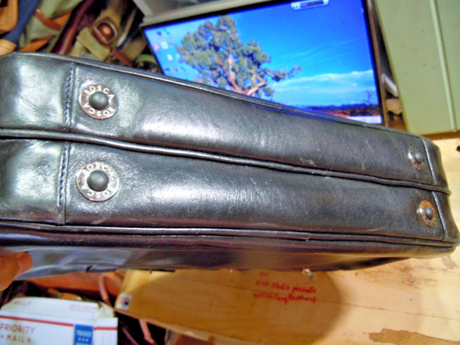 Bosca Old Leather/ Stringer Briefcase/ Italian Leather Luxury/ Large Capacity