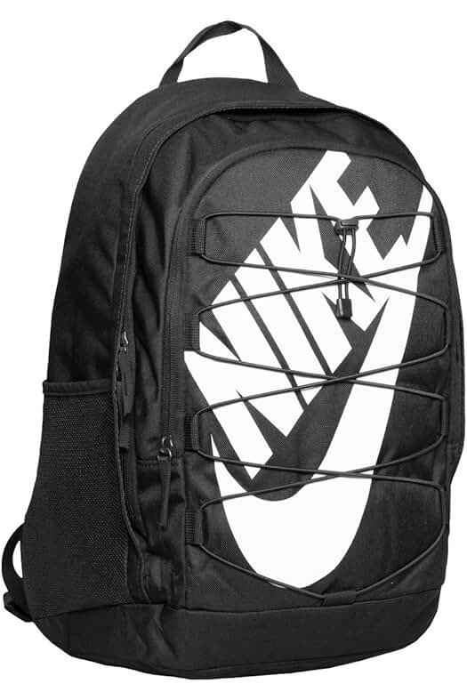 Nike Men’s Black Backpack White Logo Zip Closure Adjustable Strap Travel