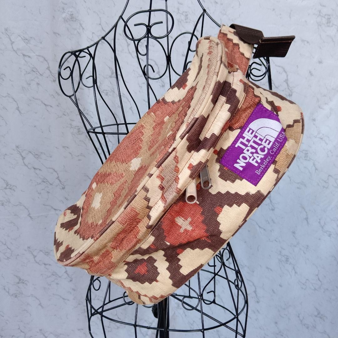 THE NORTH FACE PURPLE LABEL Waist Bag Ortega Pattern Cotton Linen Shoulder Used