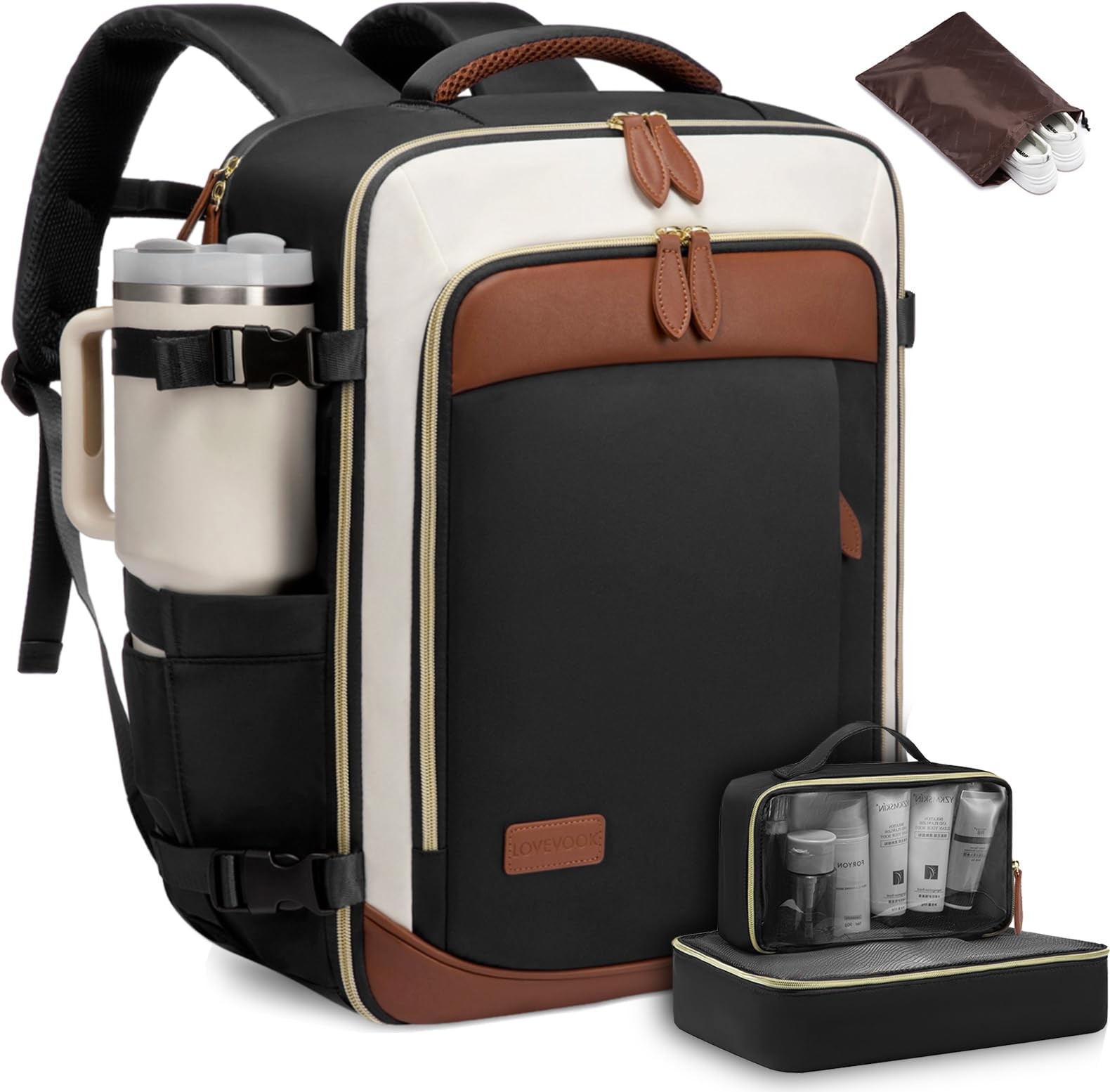 50L Travel Backpack with 3 Packing Cubes – Fits 18 Inch Laptop, Waterproof