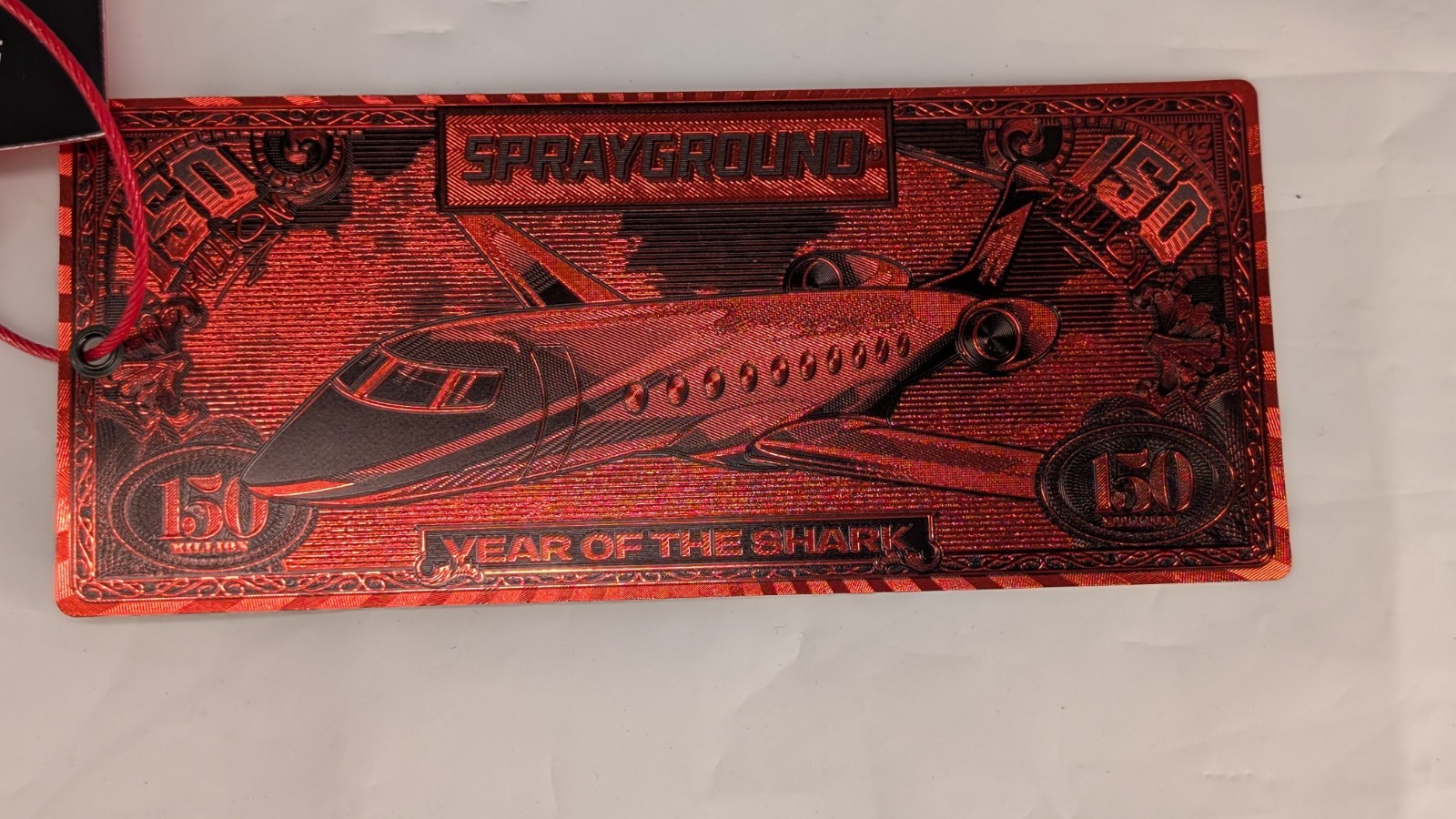 Limited Edition Sprayground $150 Million Year of the Shark Bill Tags Gold & Red