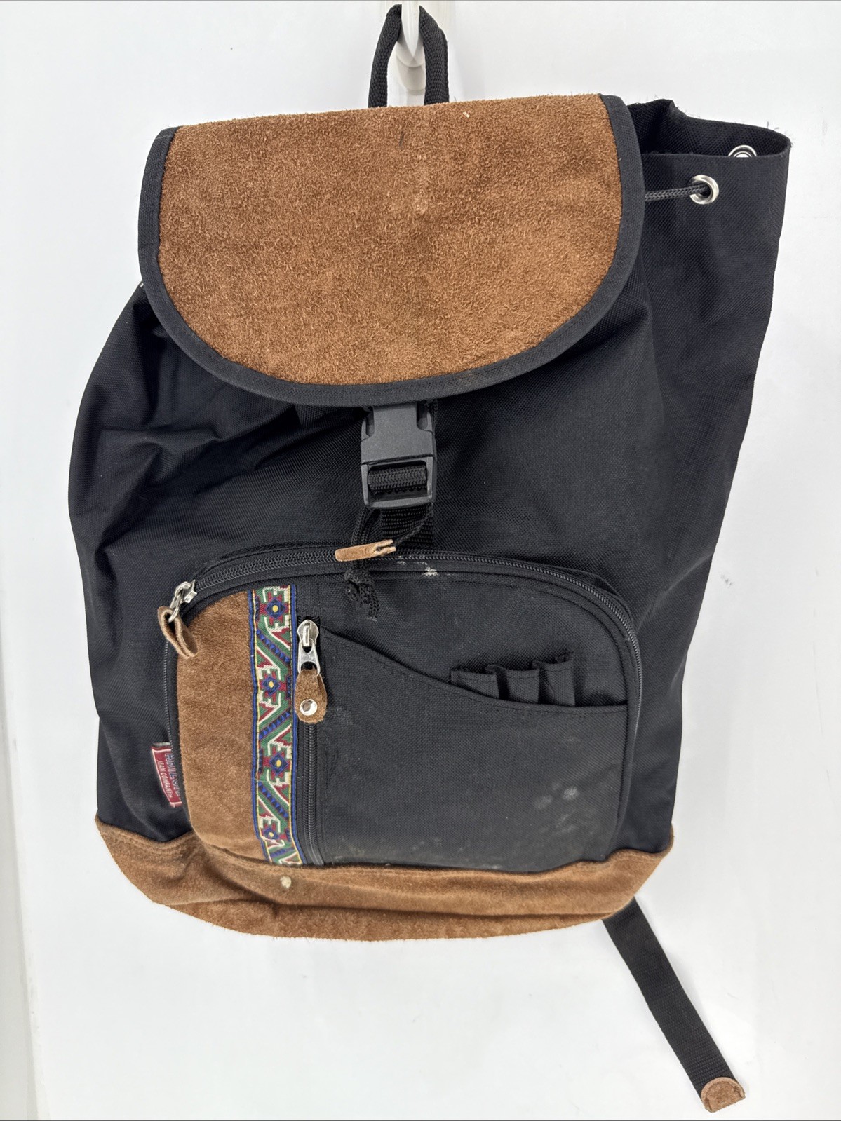 Vintage Y2K Arizona Jean Co Backpack Leather Bottom Black Top Loader
