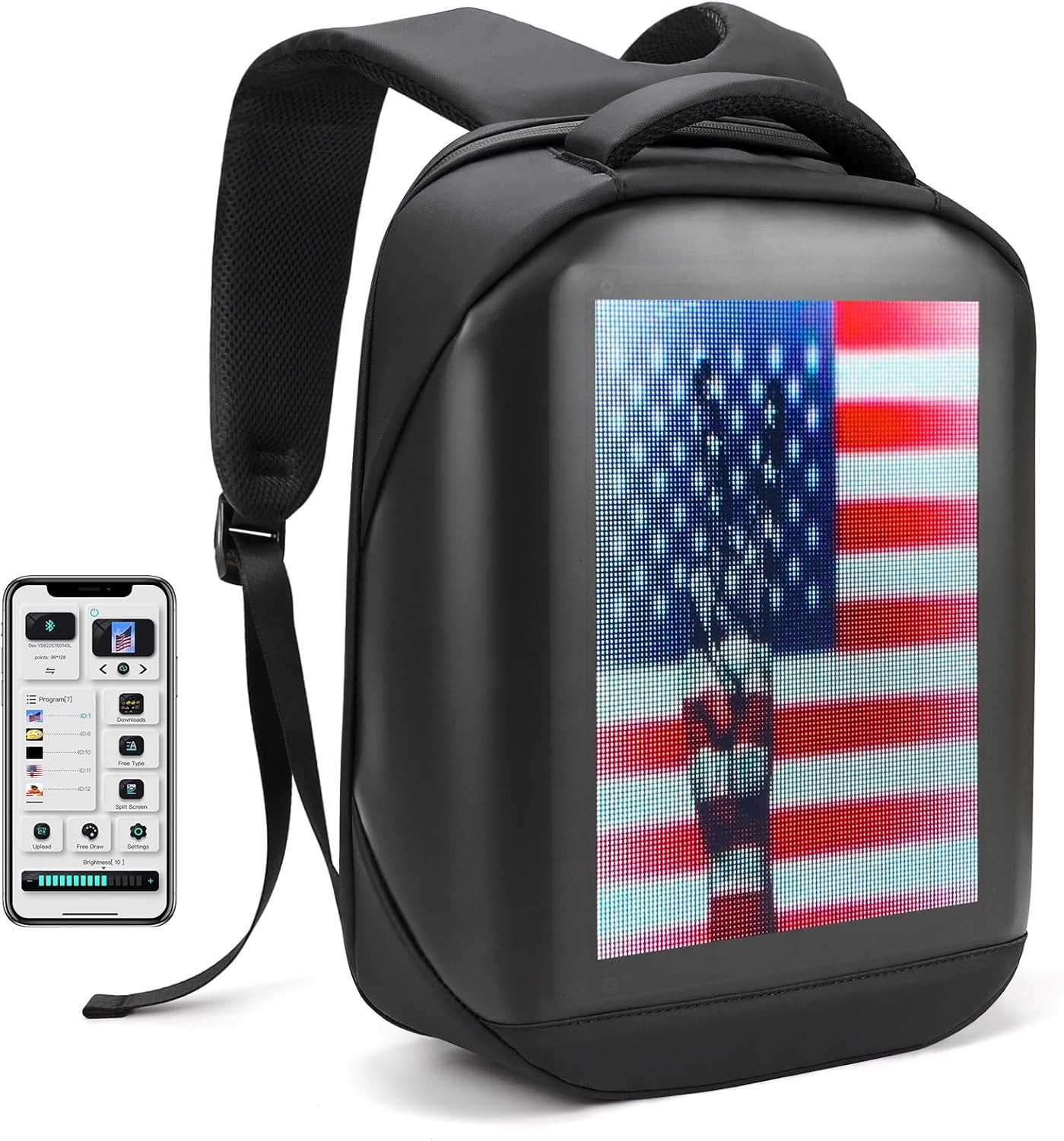 Led Backpack with Programmable Screen,Hd Color Screen App Control 17 Inches Lapt