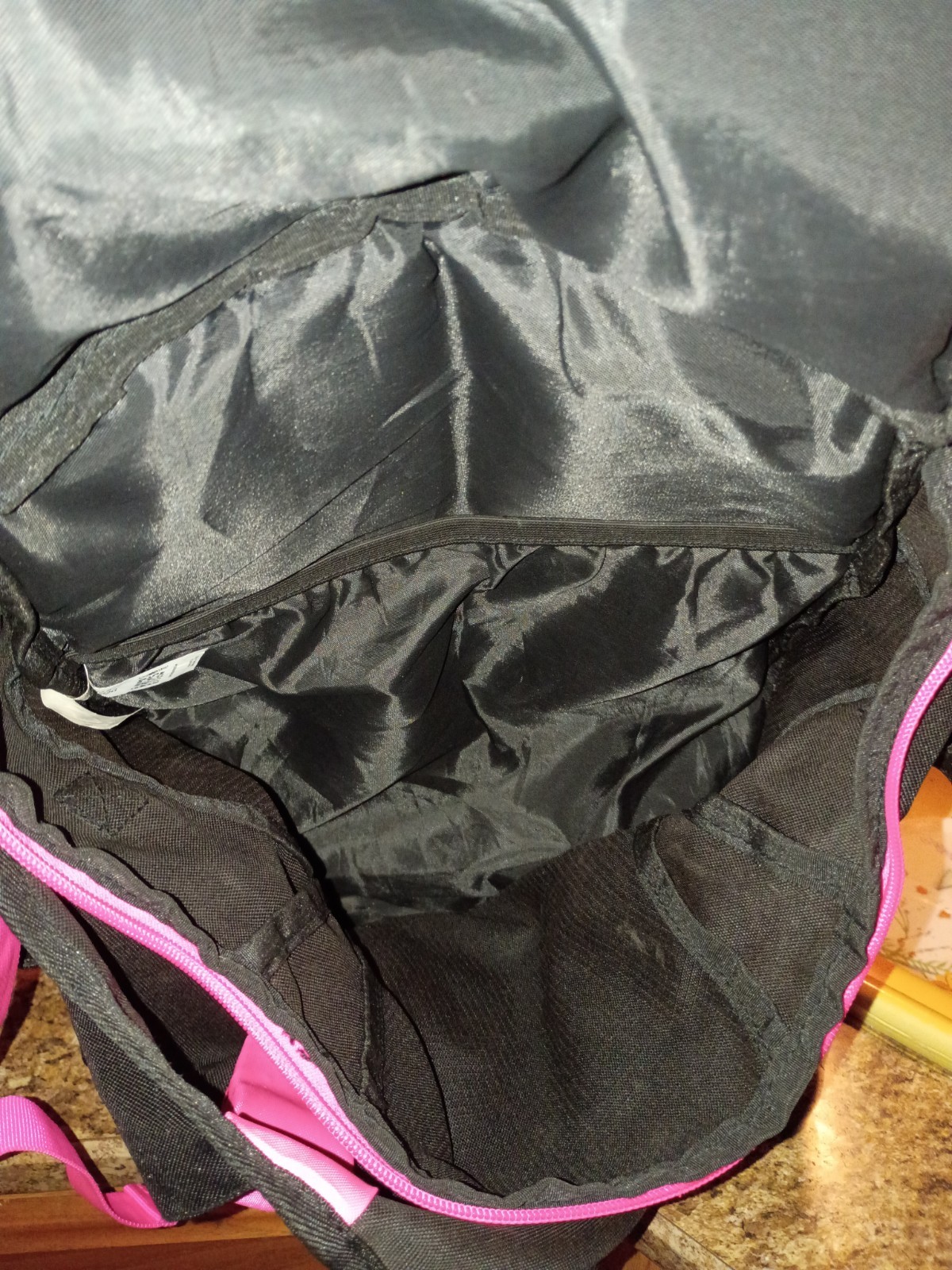 adidas Black/Pink Drawstring Backpack Large Unisex Adjustable Straps Pockets