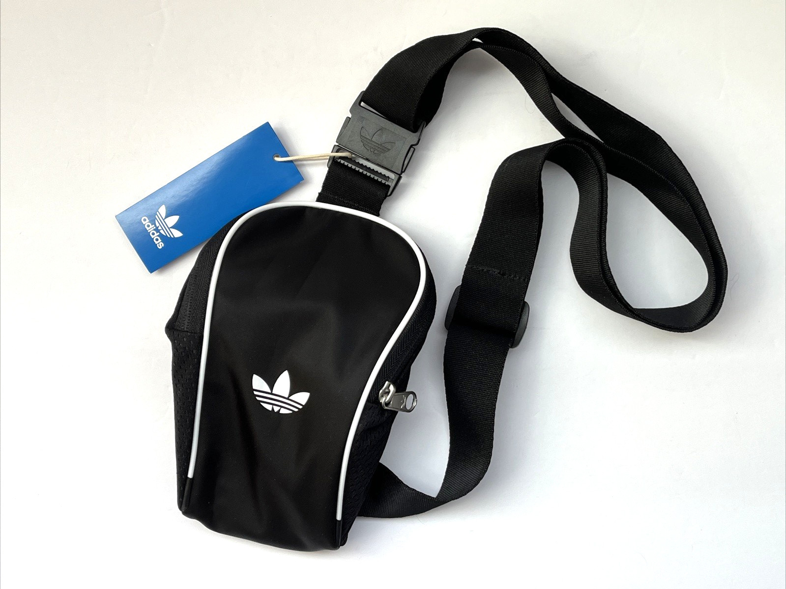 NEW Adidas Black Adicolor Small Sling Bag Compact Crossbody Bag Adjustable Strap