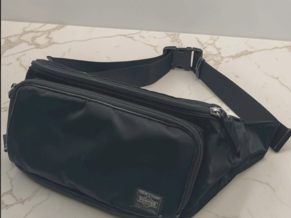 Yoshida Porter Waist Bag Shoulder bag Sling Cross Body black Used From Japan