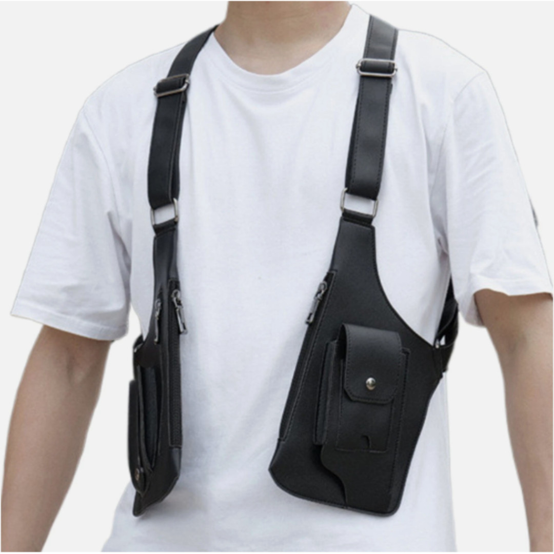 Adjustable Anti-Theft Underarm Shoulder Bag PU Leather Wallet Holster Bag