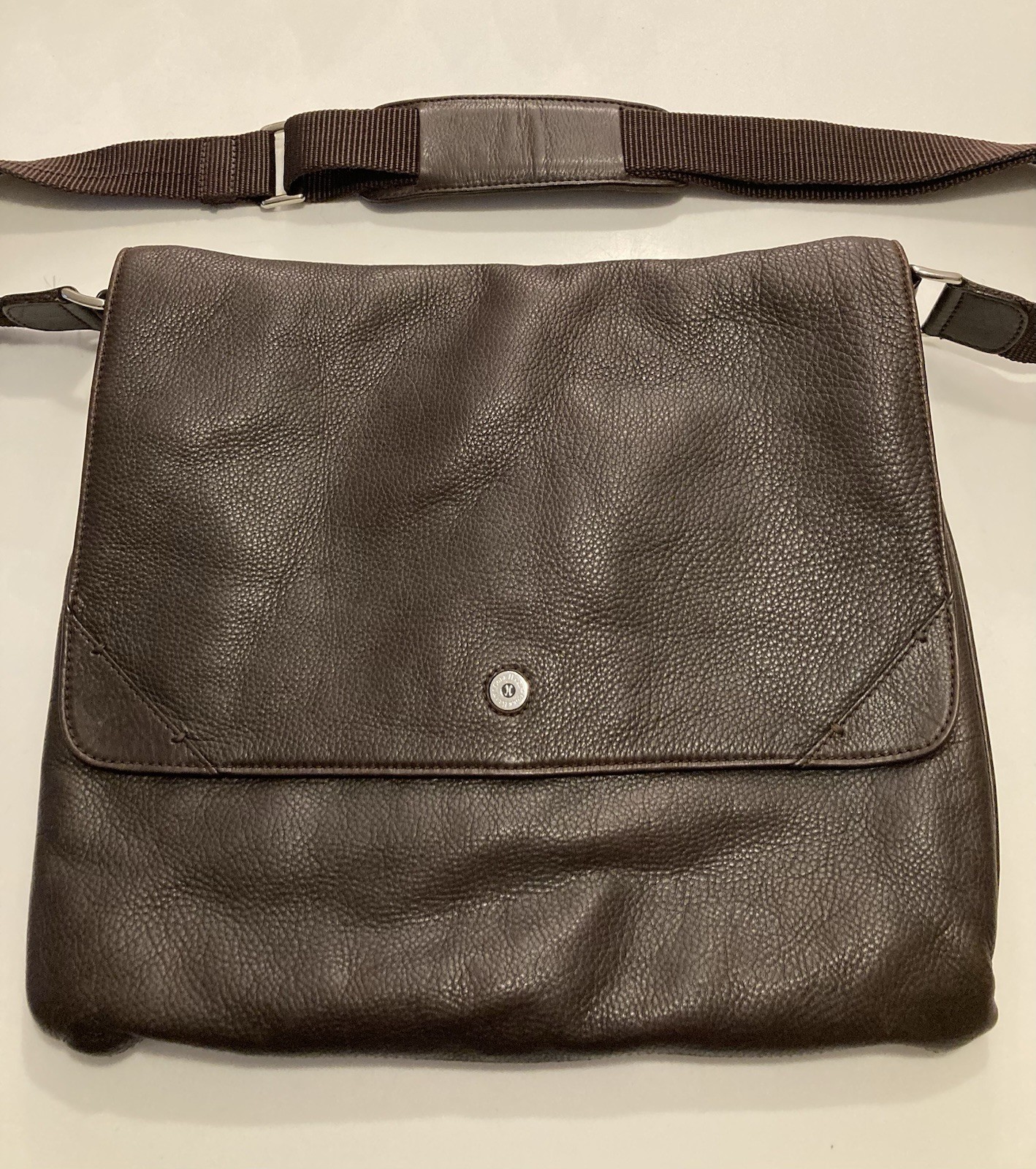 Cole Haan Brown Pebbled Soft Leather Messenger Bag