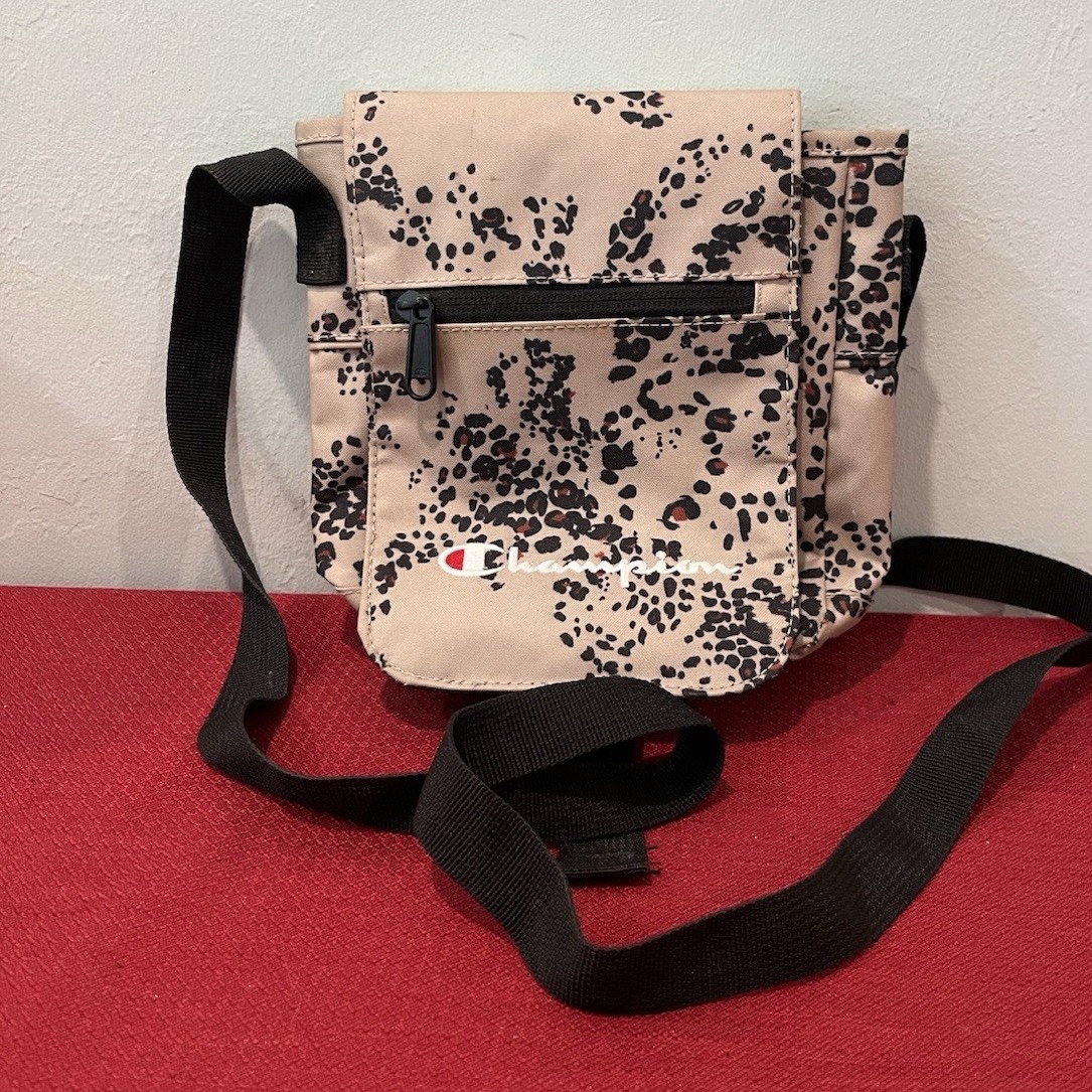 Champion Leopard Print Crossbody Bag Adjustable Messenger Utility Shoulder Pouch