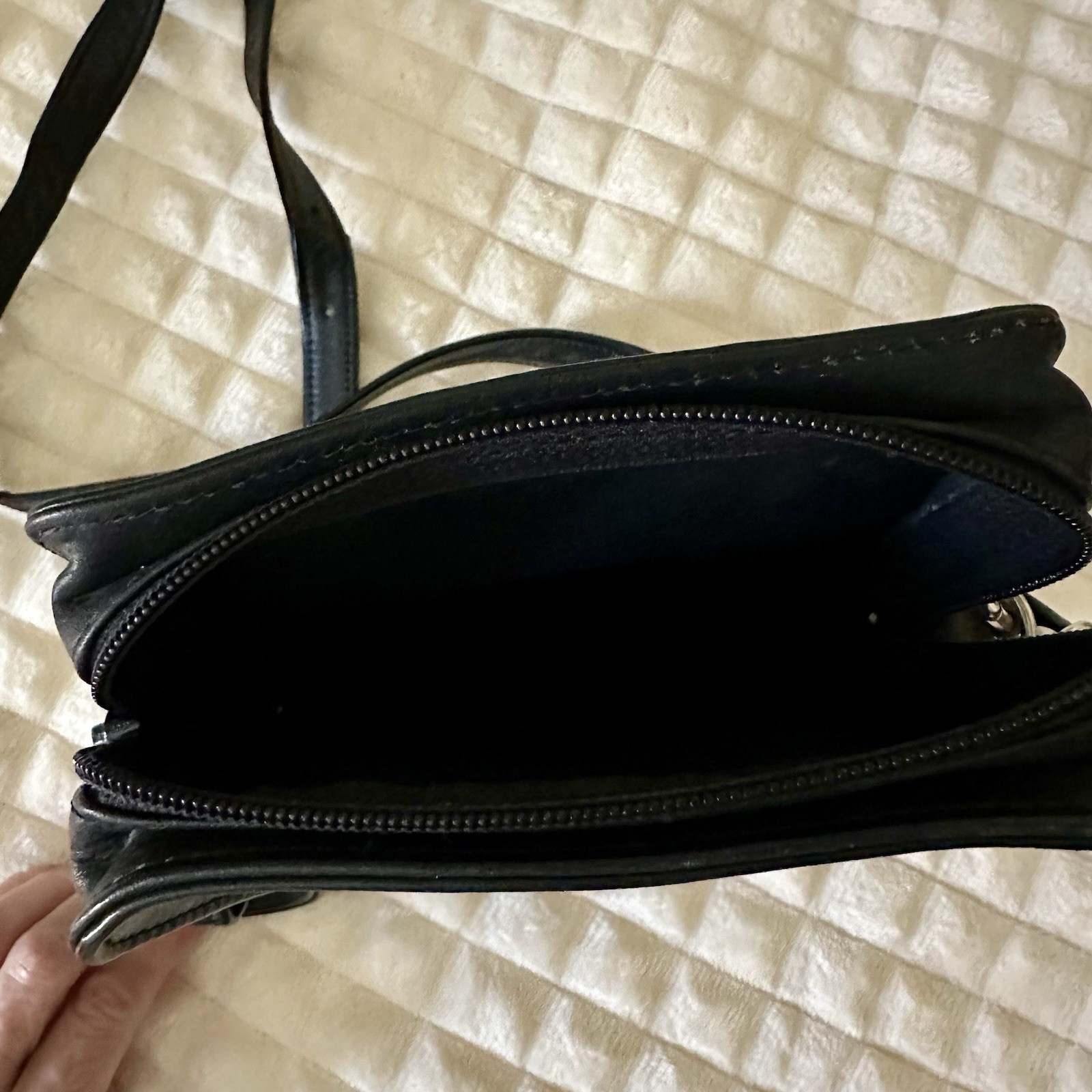 Offermann Men 2-Way Shoulder Bag Crossbody Blk Leather Adjustable Strap Germany