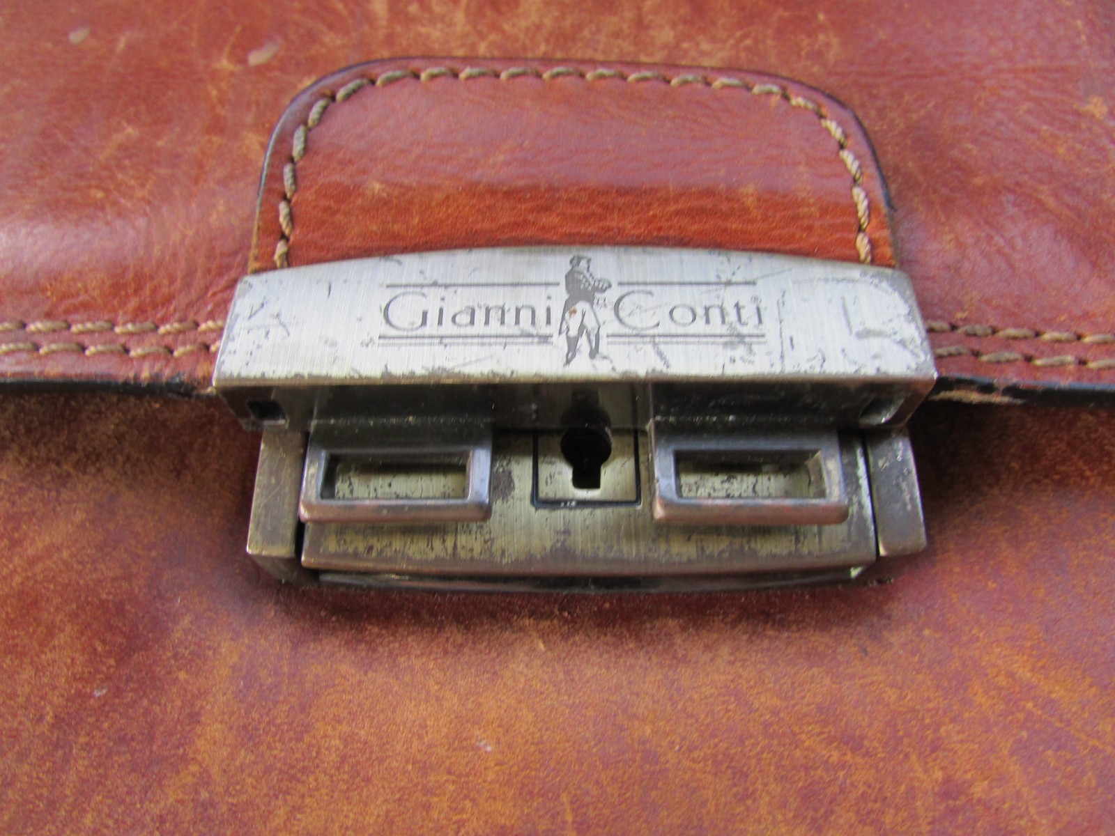 Gianni Conti Leather Briefcase Classic Vintage 3. Compartment 15in large