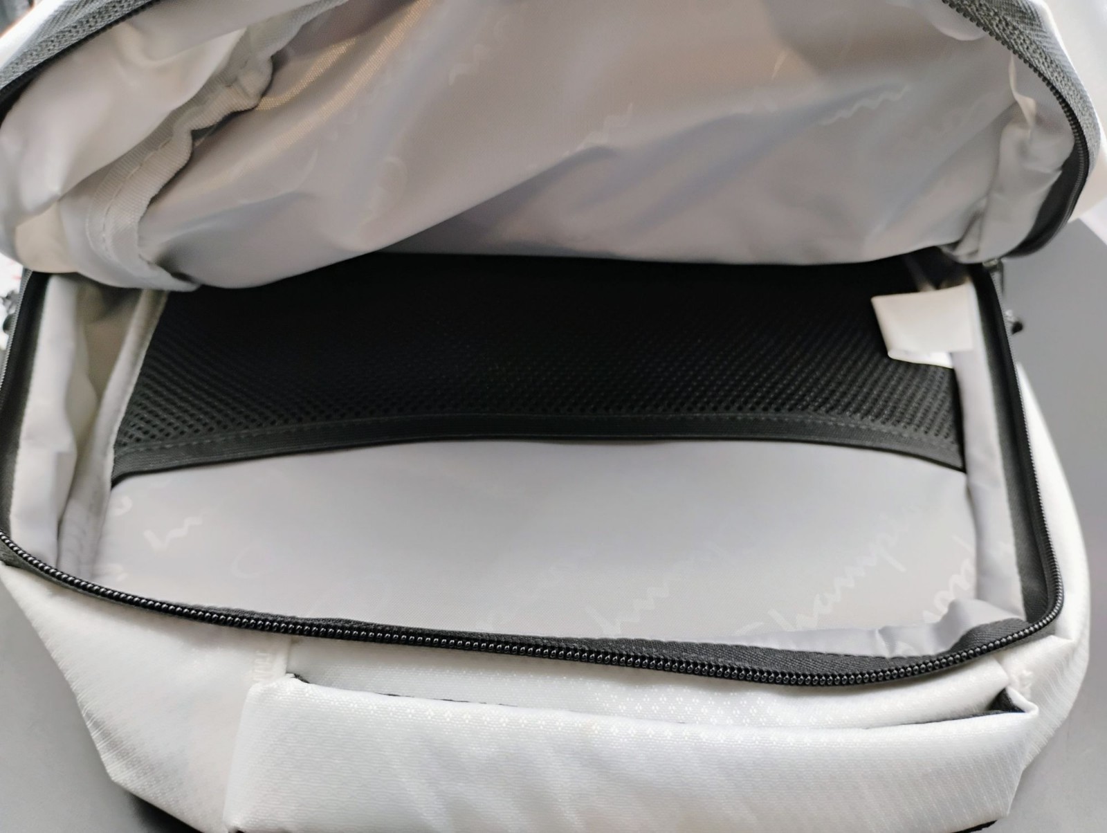 Champion White & Black Backpack With Gold Lettering Durable