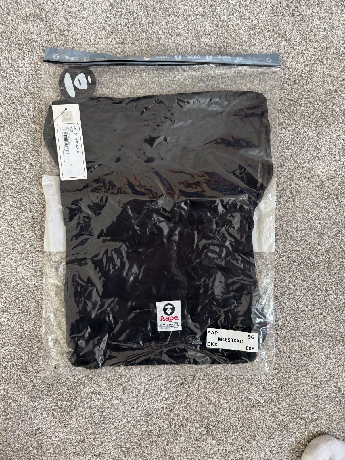 Aape By A Bathing Ape Drawstring Bag Black NEW In Bag w/ Tags