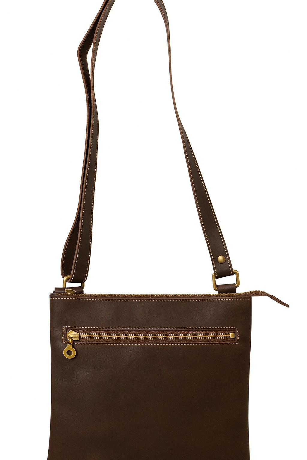 Satchel bag in genuine dark brown calf leather handmade in Italy