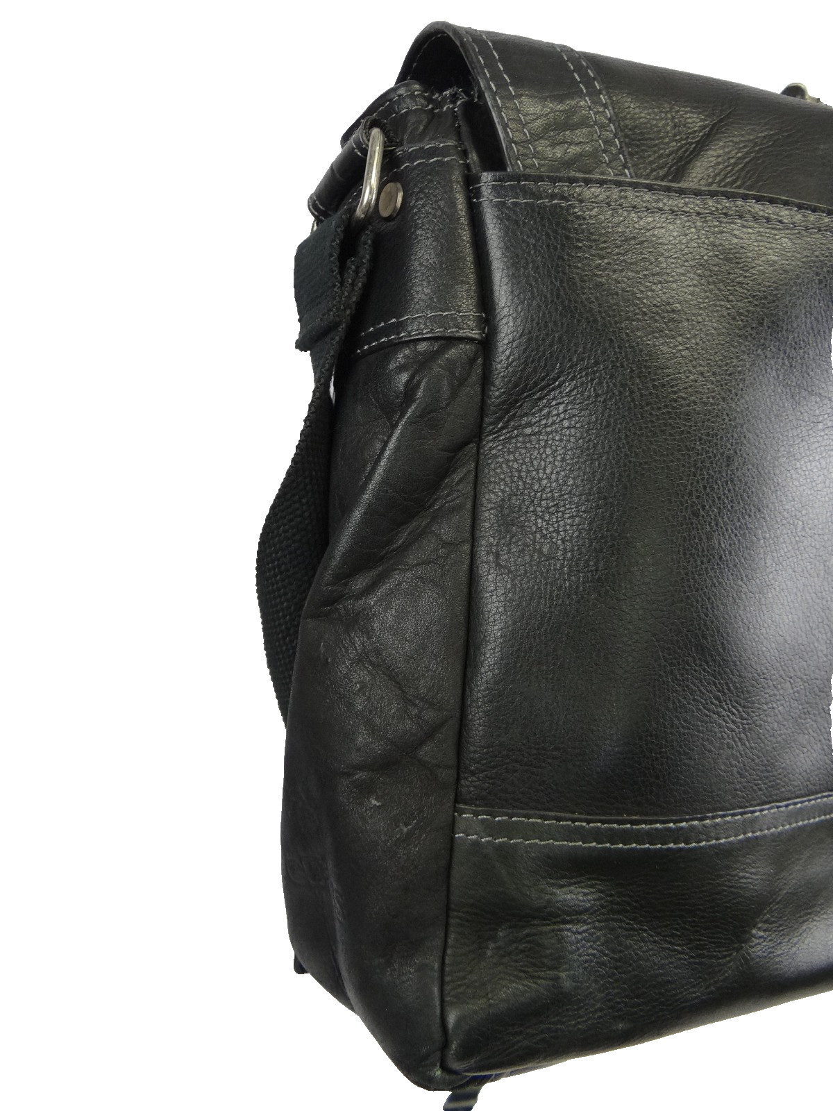 Ebags Large Messenger Bag Black Leather Extended Front Flap Crossbody Laptop
