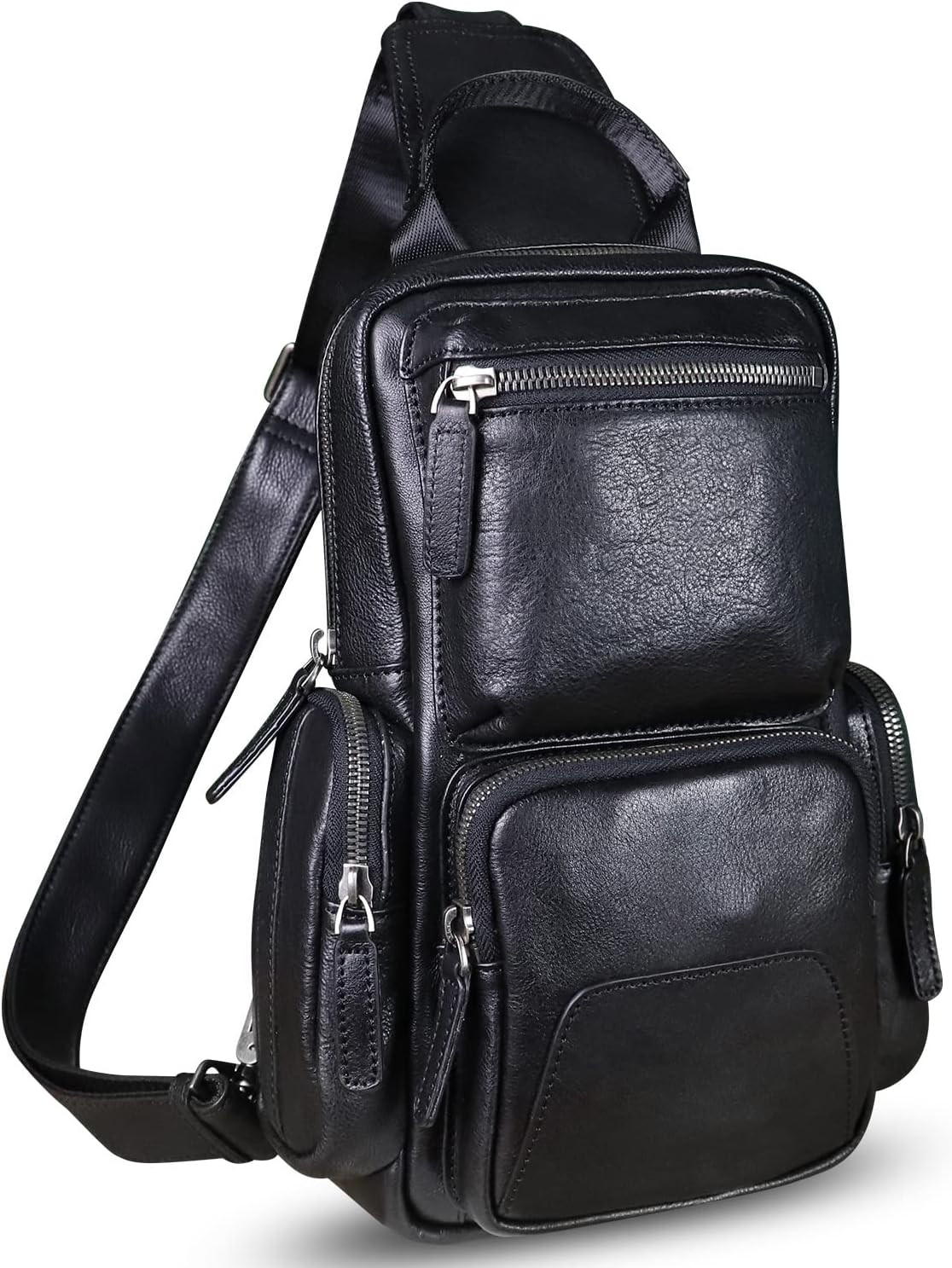 Genuine Leather Sling Bag Crossbody Casual Hiking Daypack Vintage Handmade Chest
