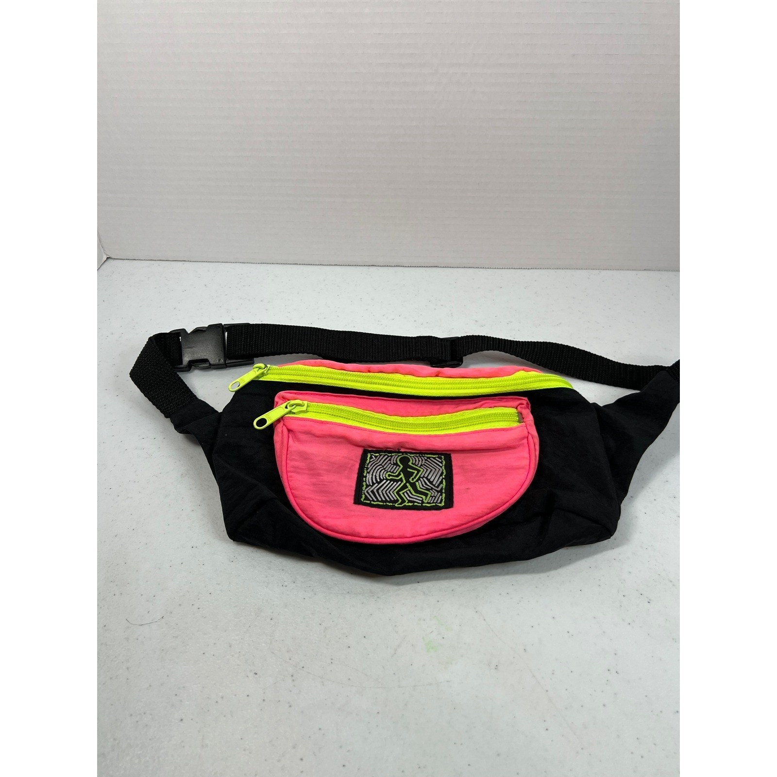 Vintage Neon Pink Green Black Waist Bag Fanny Pack Retro 90s Style Festival Bag
