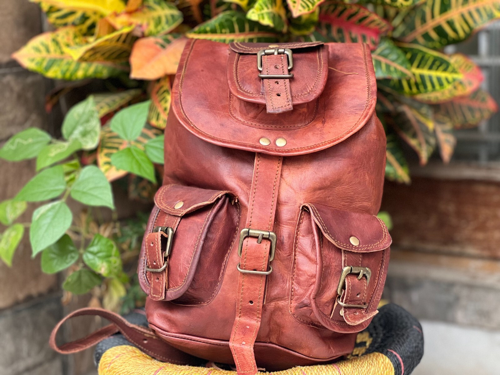 Vintage Leather Handy Handbag Travel Shoulder Men’s Satchel Backpack Study Bag