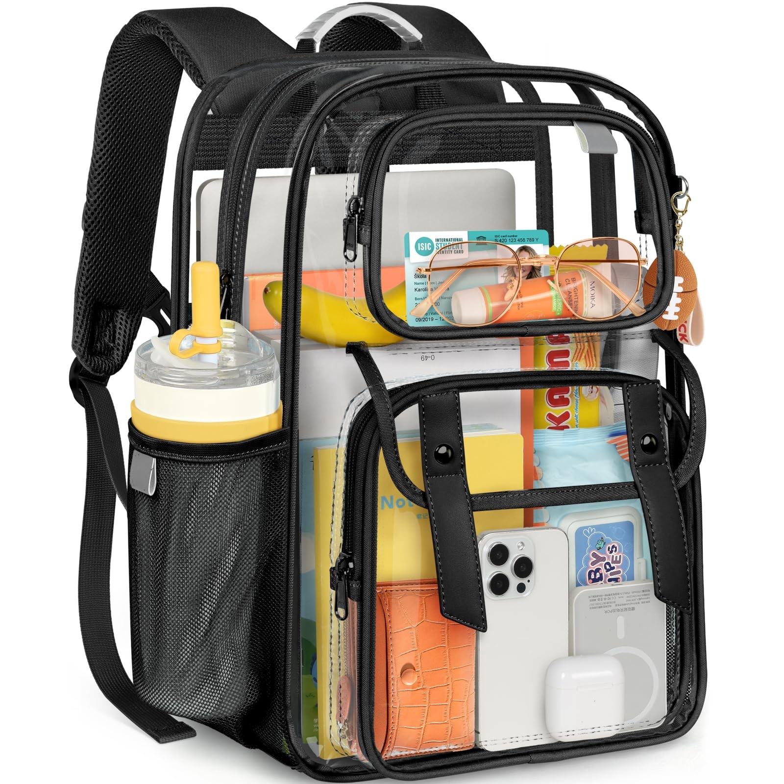 Clear Backpack 11.4×7.7×16.5in 0.5mm Thick PVC – Ideal for College Travel