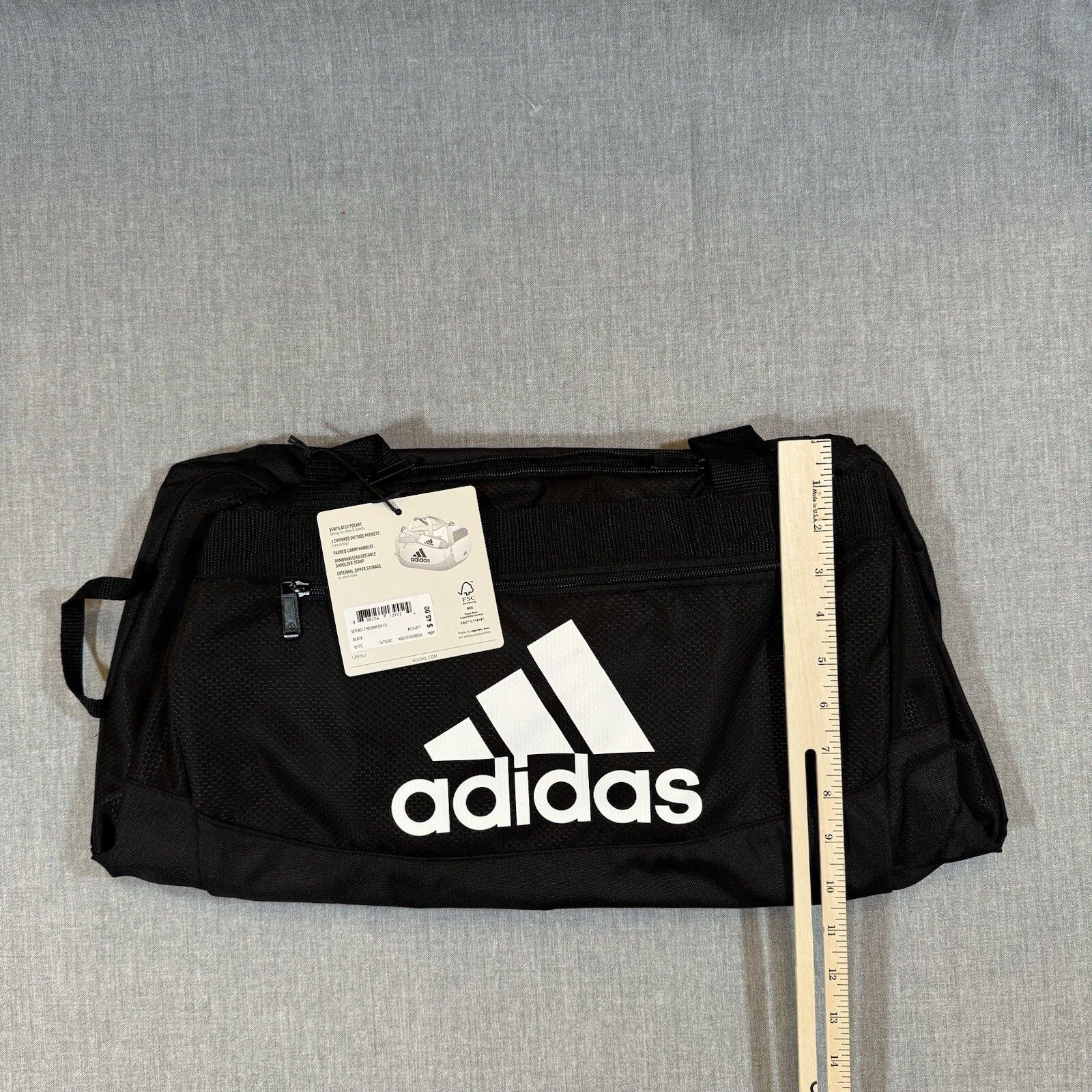 Adidas Defense 2 Medium Duffel Bag Ventilated Gym Outside Zip Pockets Black
