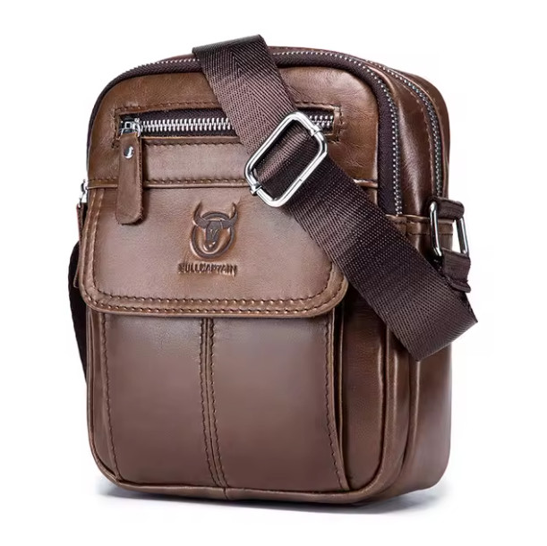 Men’s Small Business Genuine Cow Leather Messenger Cross Body Shoulder Sling Bag