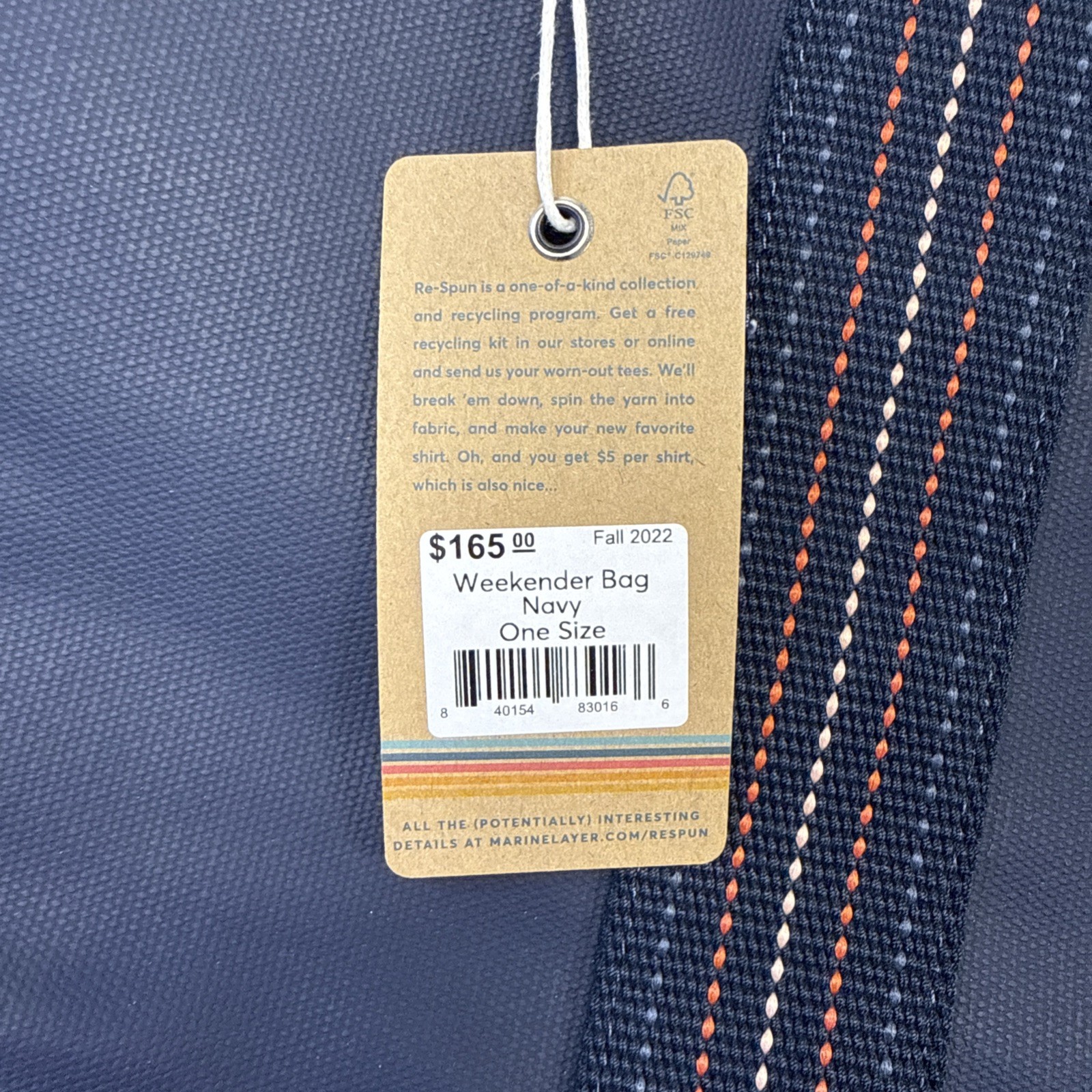 Marine Layer Weekender Travel Large Duffle Bag Blue 22”x9”x12” Corona Logo