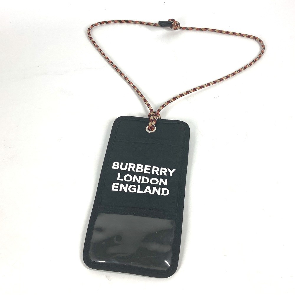 BURBERRY Neck with Strap logo Card Case Pass Case Pouch Nylon Black