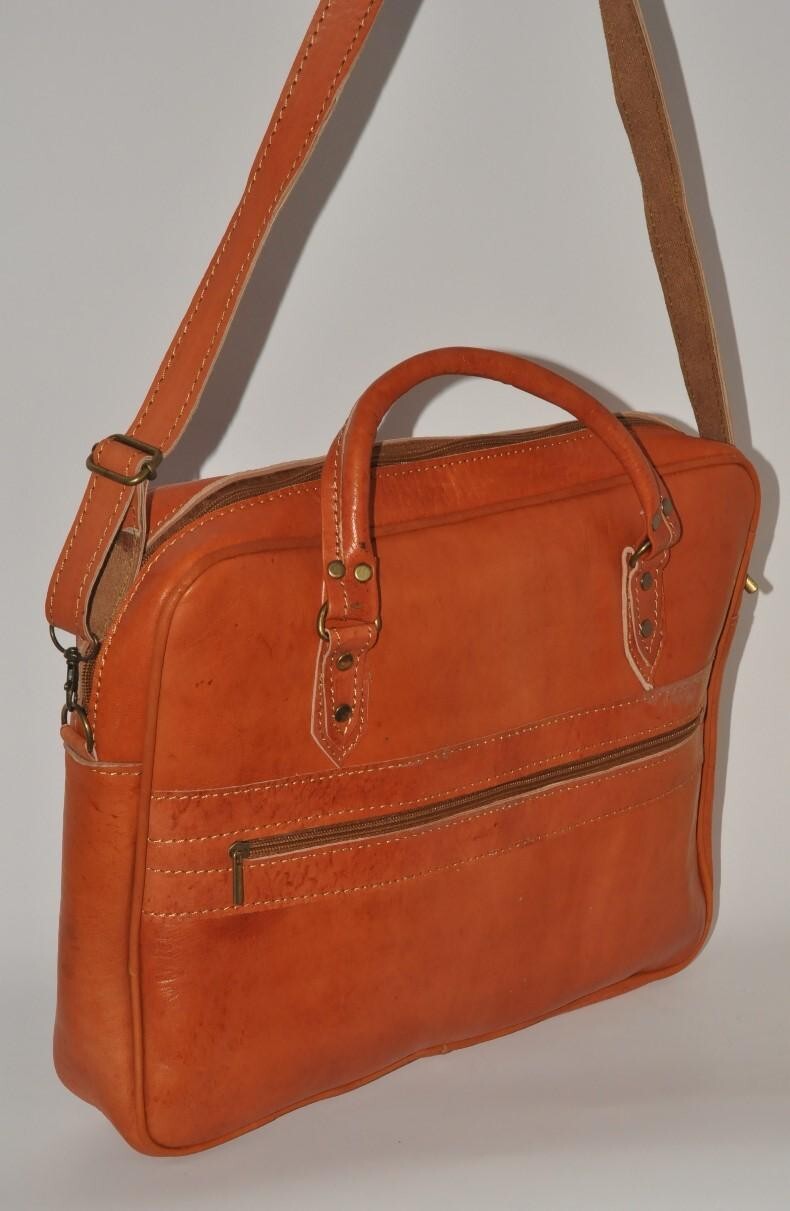Leather document holder, Leather briefcase,Laptop briefcase,moroccan leather bag