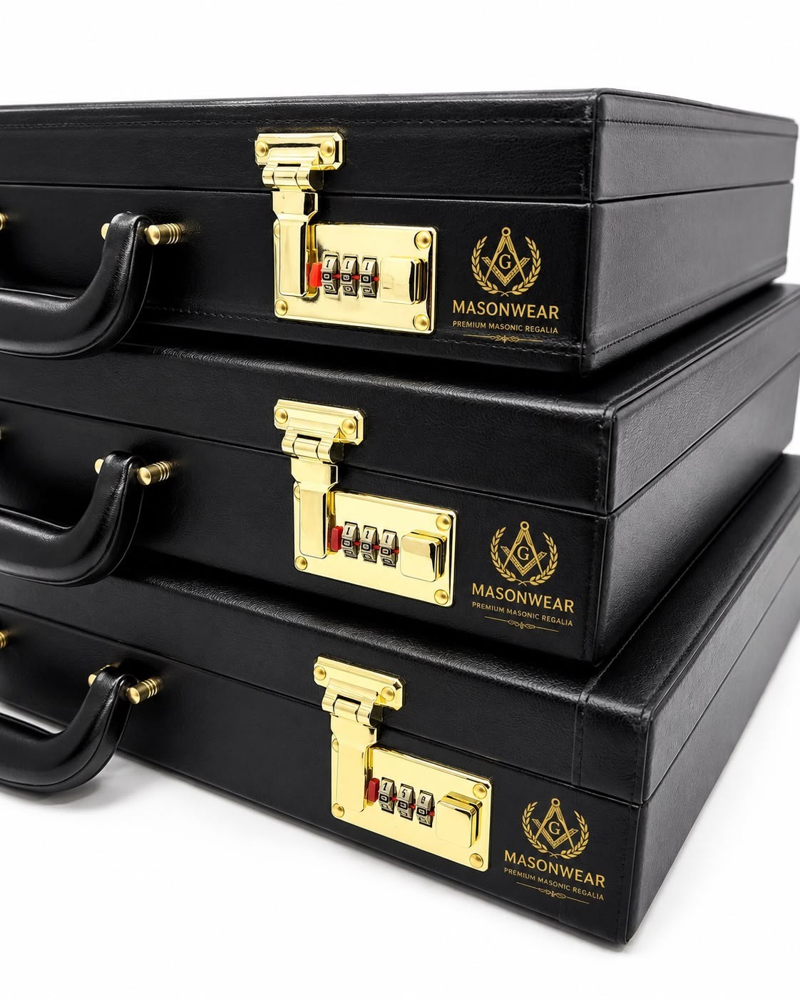 Masonic Regalia Apron Hard Briefcase All Sizes Premium 100%Genuine Black LEATHER