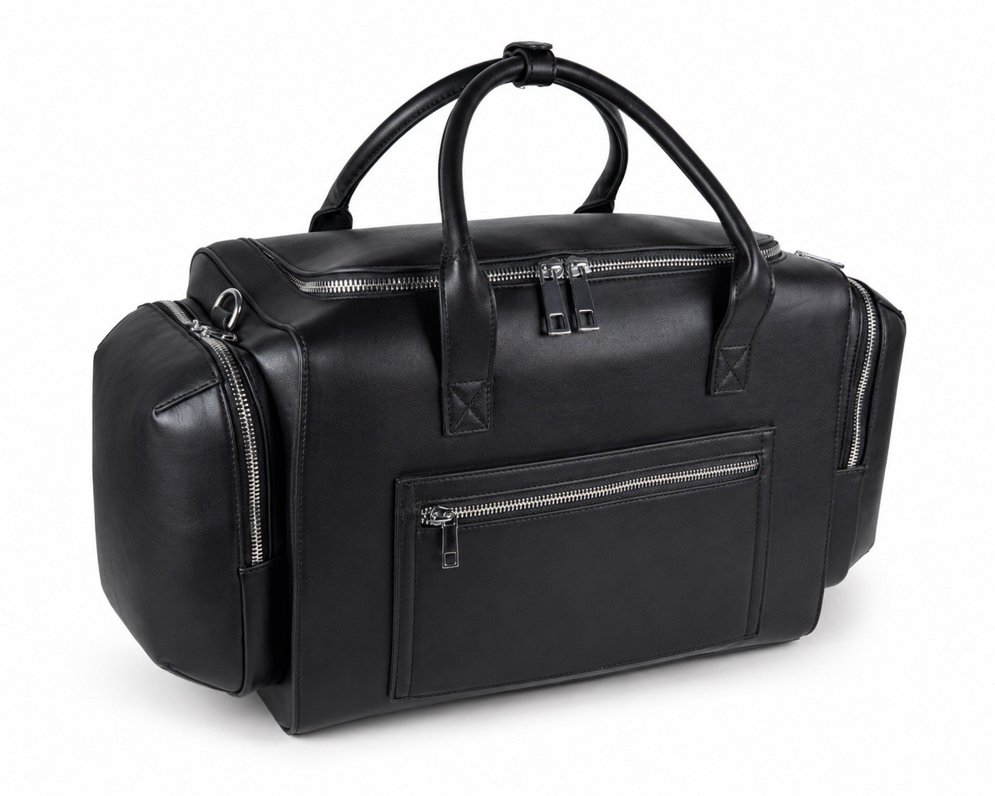 Alfani Black Polyurethane Duffle Weekender Travel Bag NWT One Size