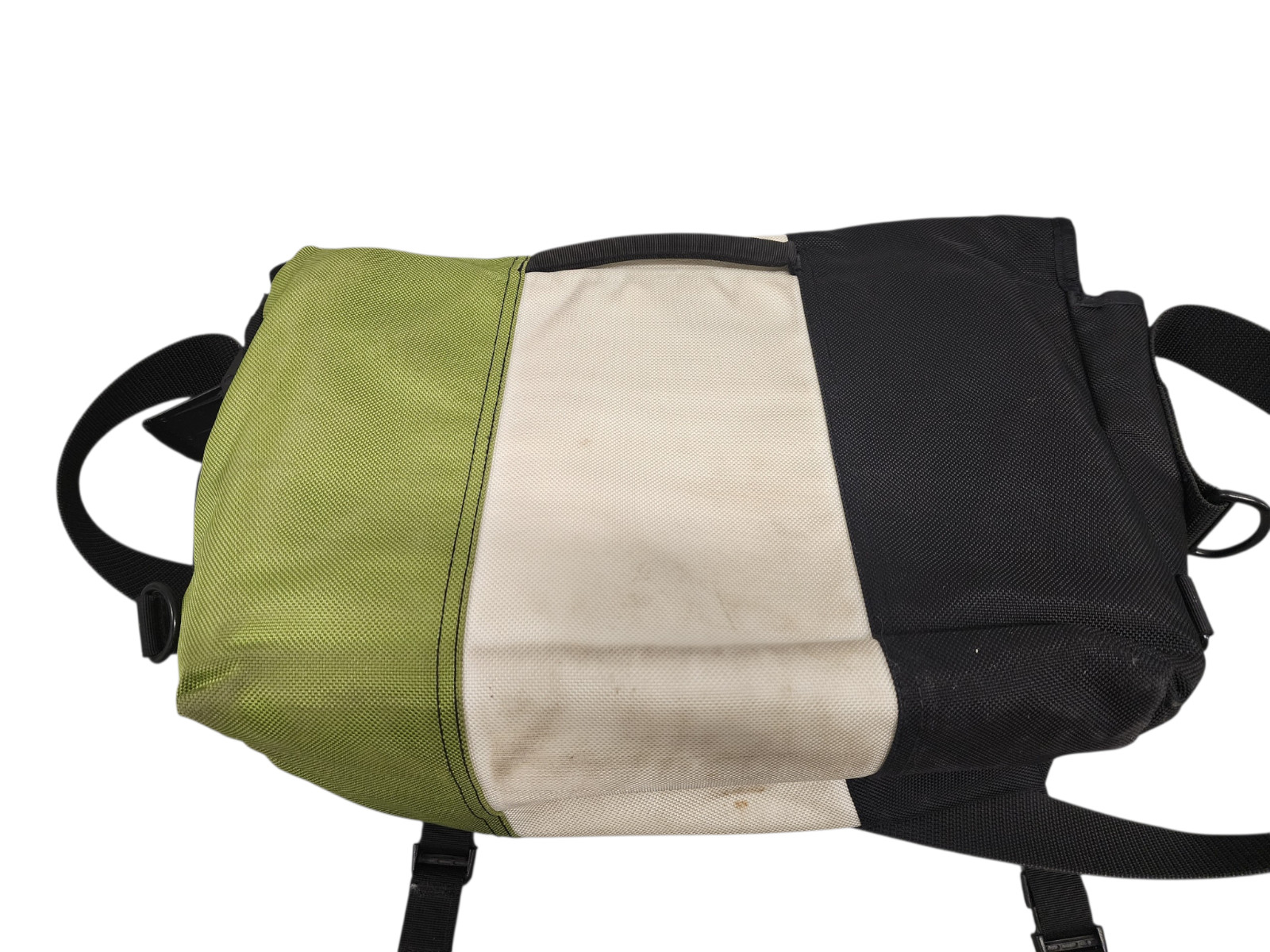 Timbuk2 Classic Messenger Bag Green Beige Black Sleeve Commuter Bag Logo