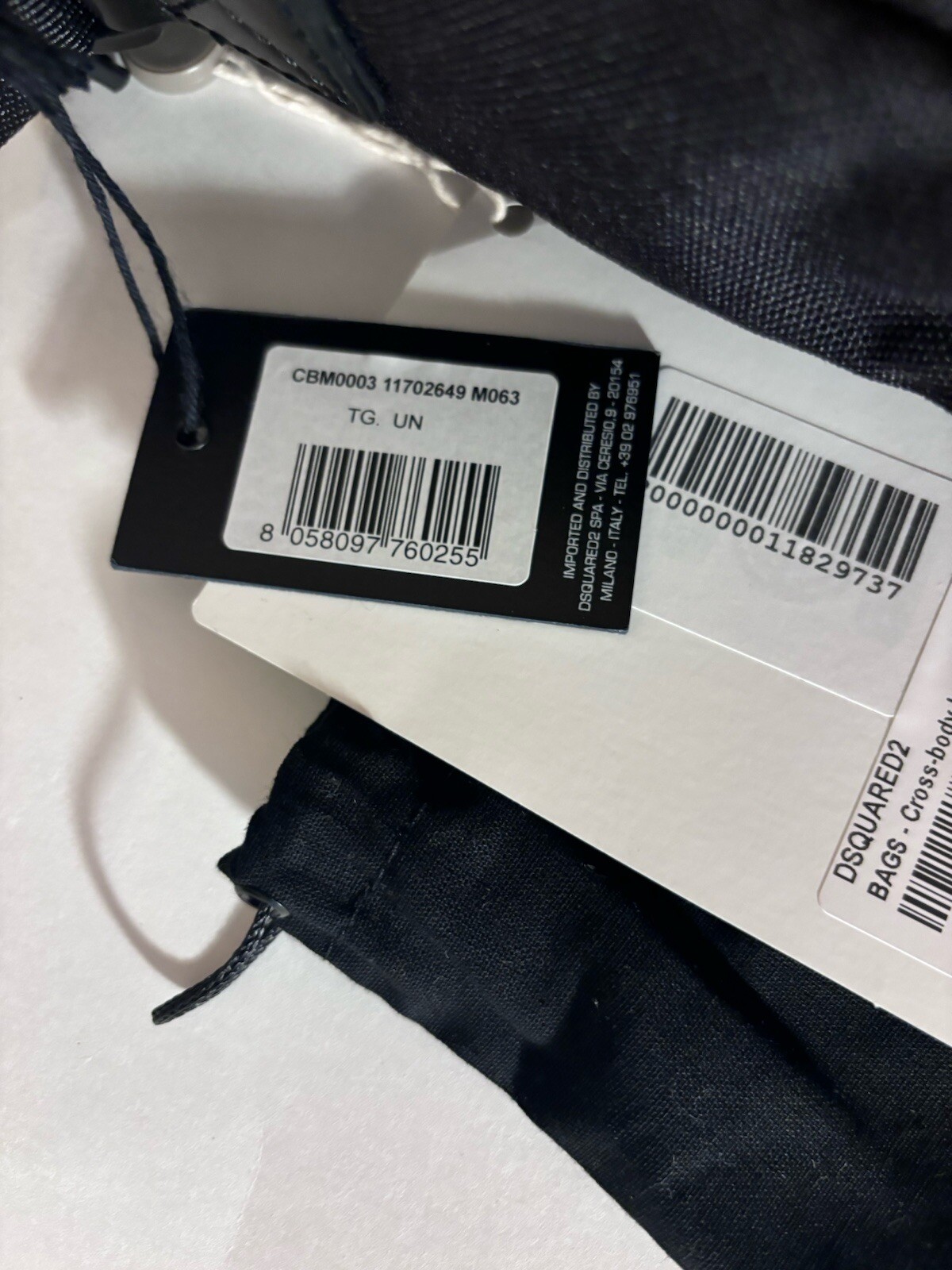 $602Dsquared2 Man Black polyamide – Cow Leather Be Icon Crossbody Shoulder Bag