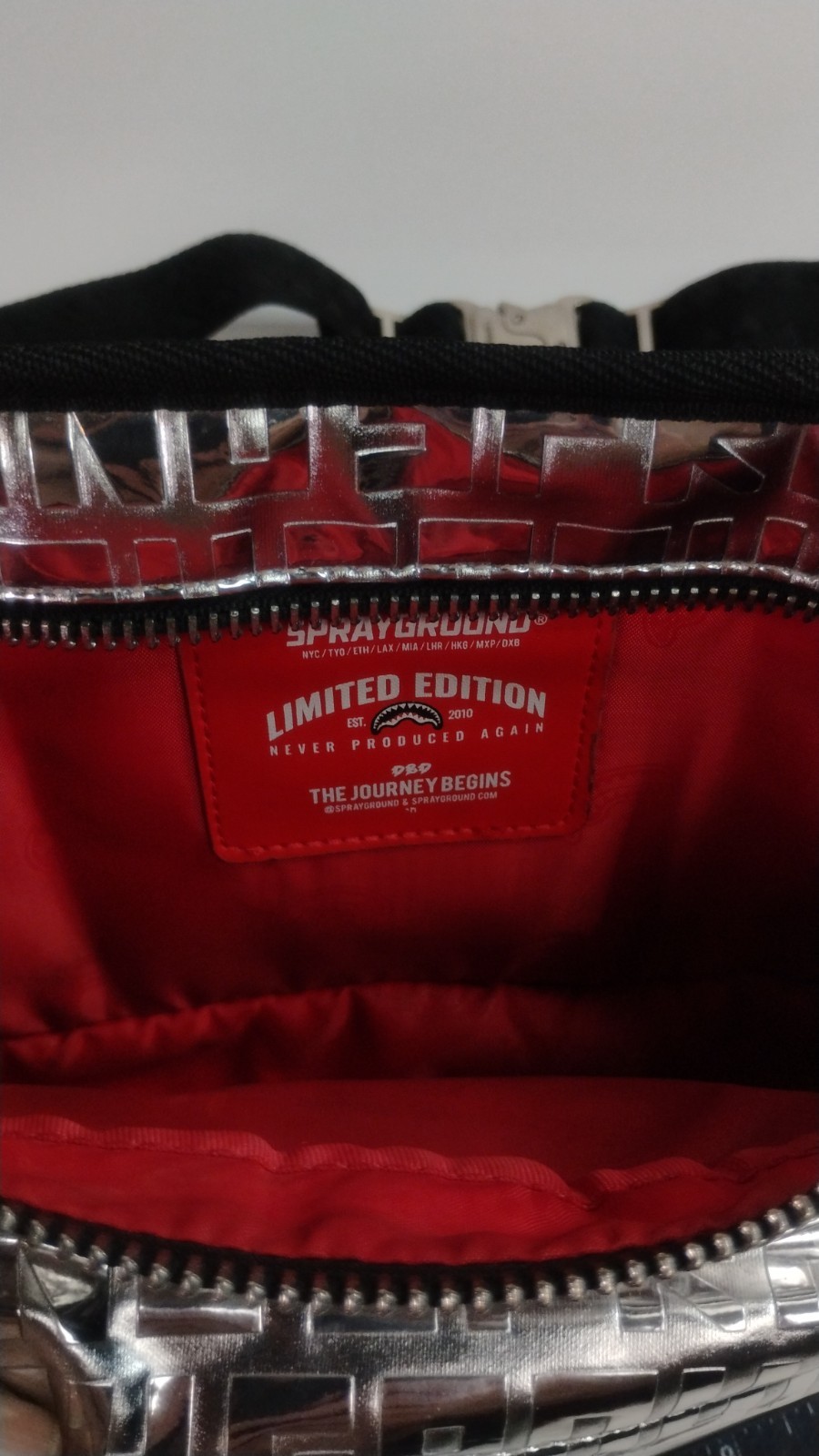 Sprayground Future Titan Metallic Cargo Crossbody Bag Silver Limited Edition
