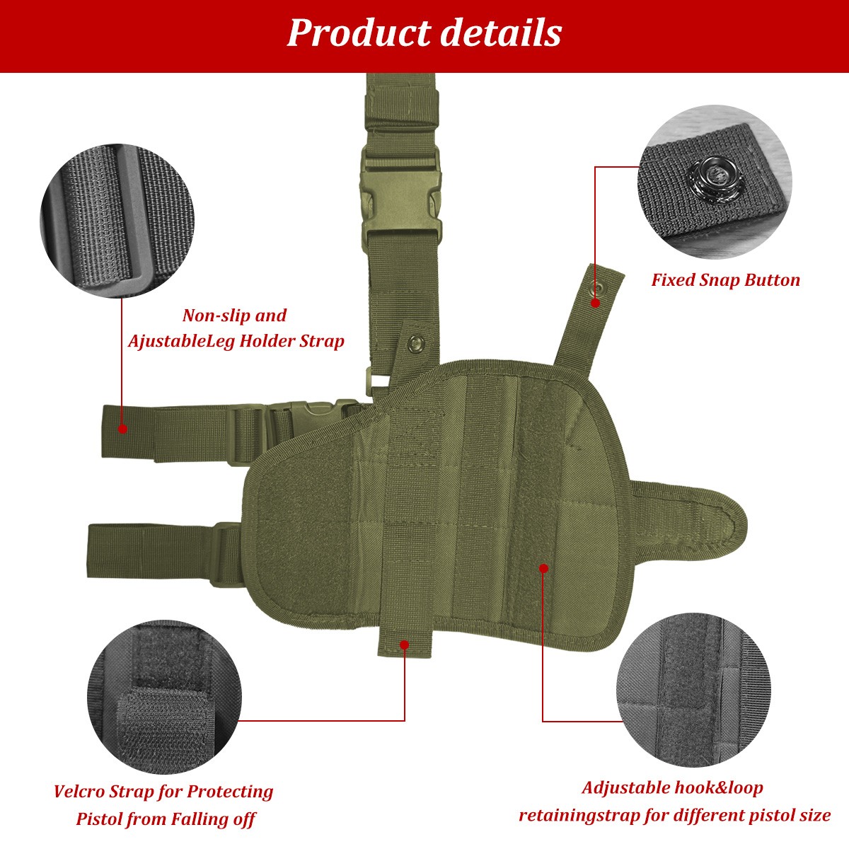 Tactical Adjustable Pistol/Gun Drop Leg Thigh Holster Magazine Pouch Right Hand