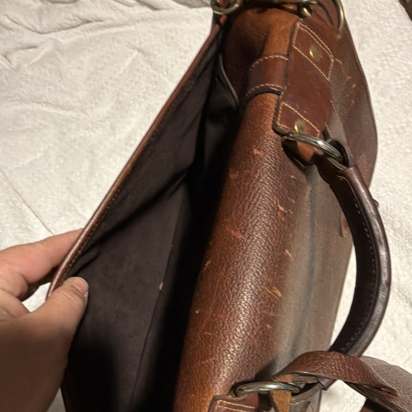 Orvis Brown Briefcase/Document Case Buckle Closure w/ Strap, Pockets