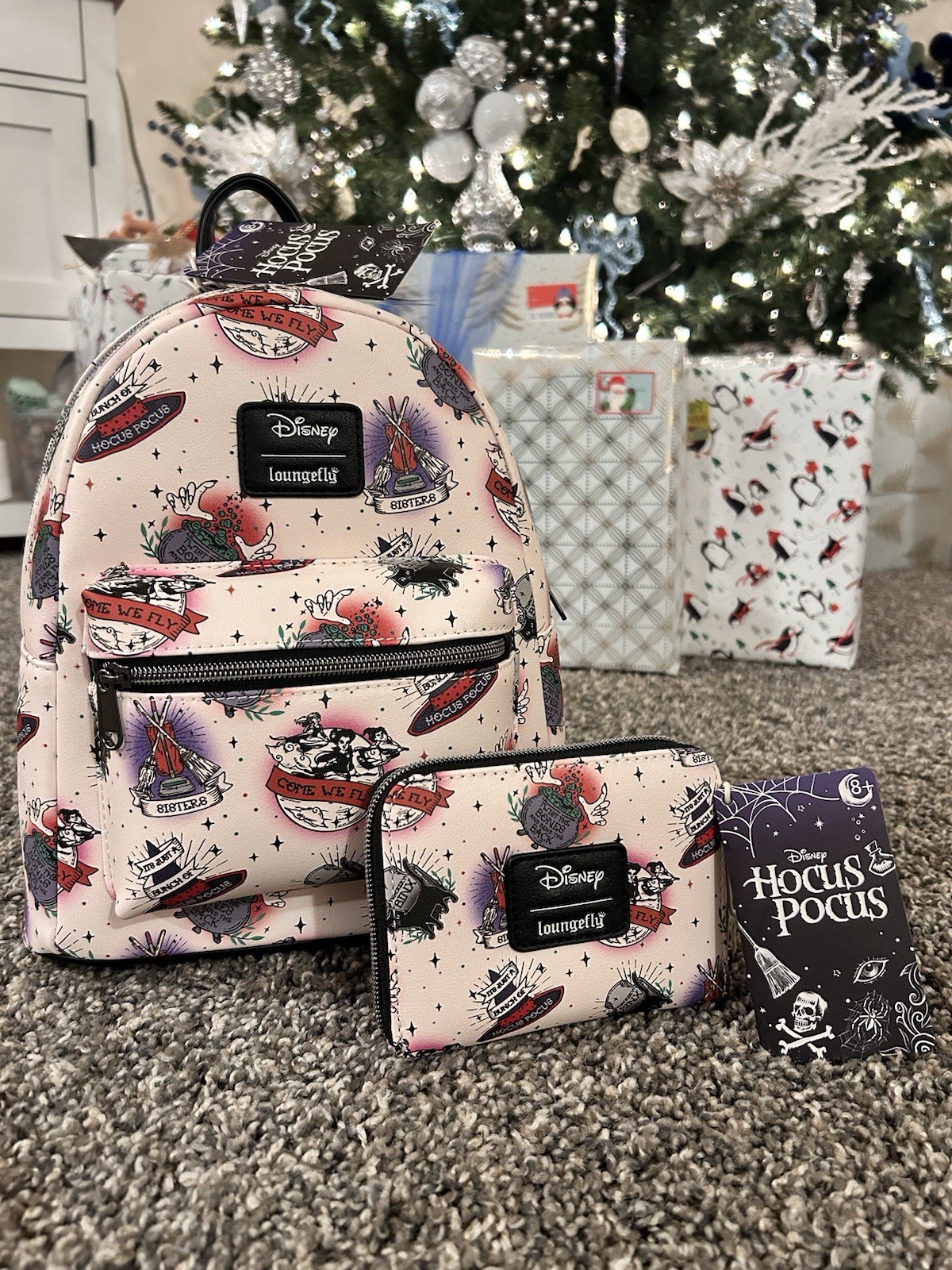 Loungefly Disney Hocus Pocus Tattoo Icons Mini Backpack Wallet Set