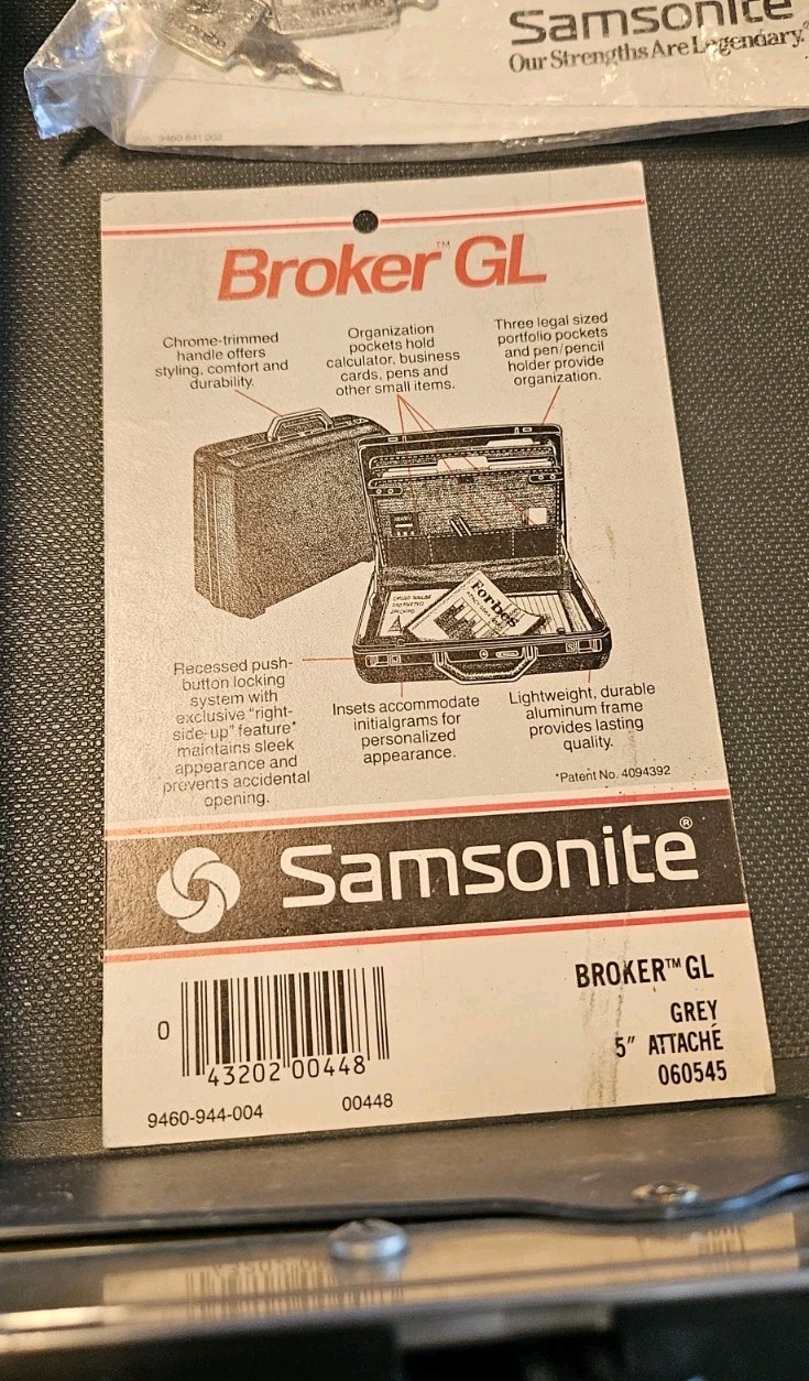 Vtg Samsonite Broker GL Hard Shell Briefcase Blk Locking NO KEY Great Condition